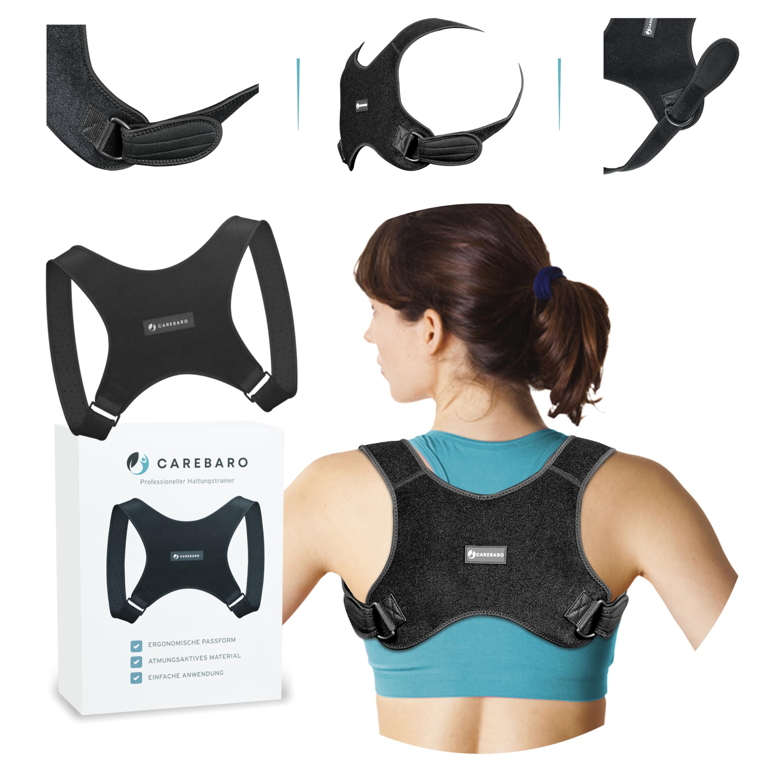 CAREBARO Posture Corrector for Men & Women - Adjustable Back Brace & Shoulder Support for Pain Relief & Spinal Alignment - Perfect for Office Work, Driving & Daily Activities