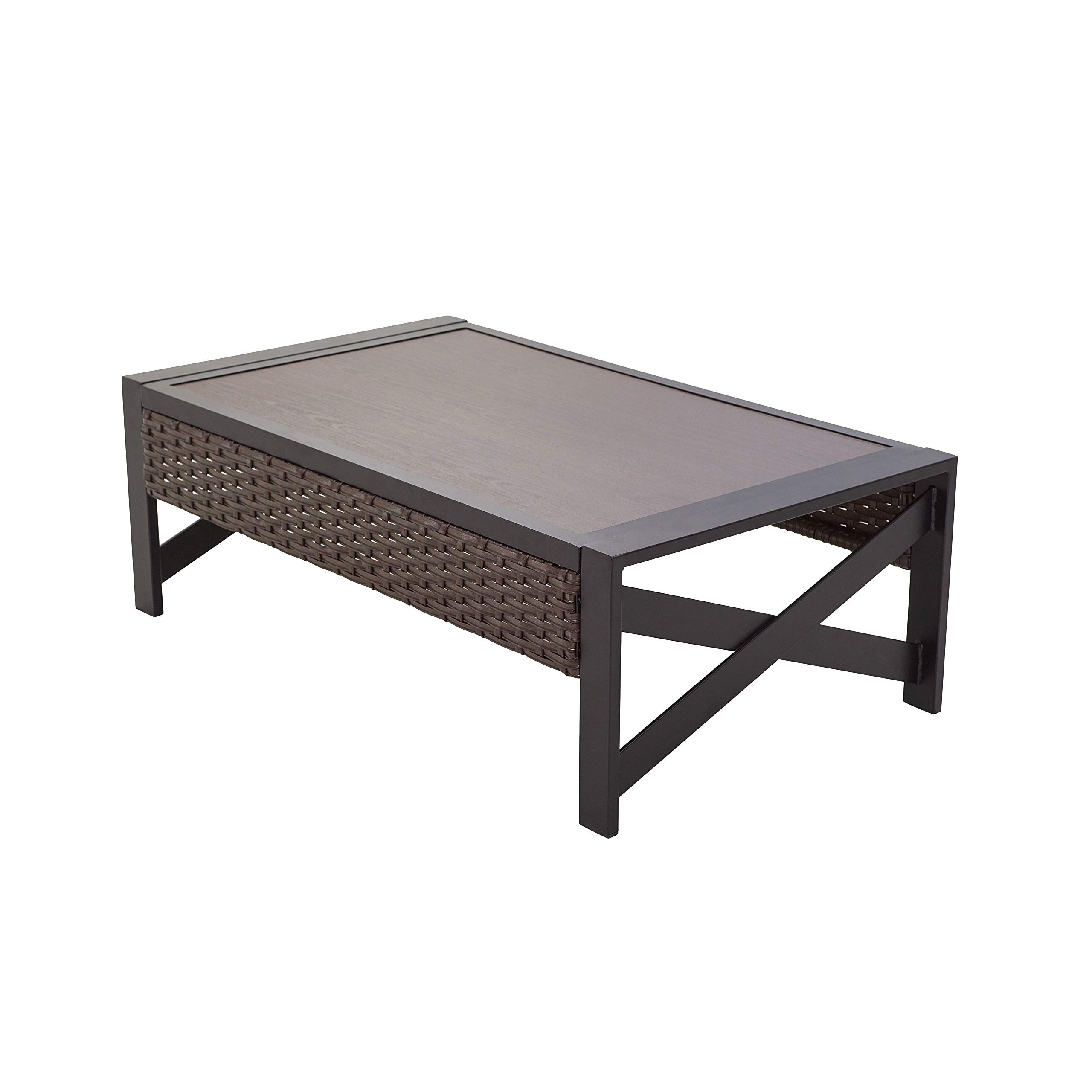 Outdoor Wicker Side Table - PE Rattan Square Coffee Table with Metal Frame for Patio, Garden, Porch, Poolside & Balcony - Perfect for Tea Time, Outdoor Dining & Relaxation (Brown)