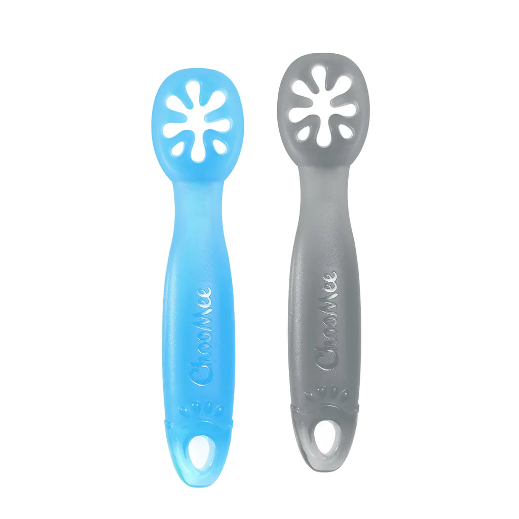 ChooMee FlexiDip Starter Spoons - Soft-Tip Baby & Toddler Self-Feeding Utensils for Purees & Solids - Perfect for First Foods, Weaning & Mess-Free Learning