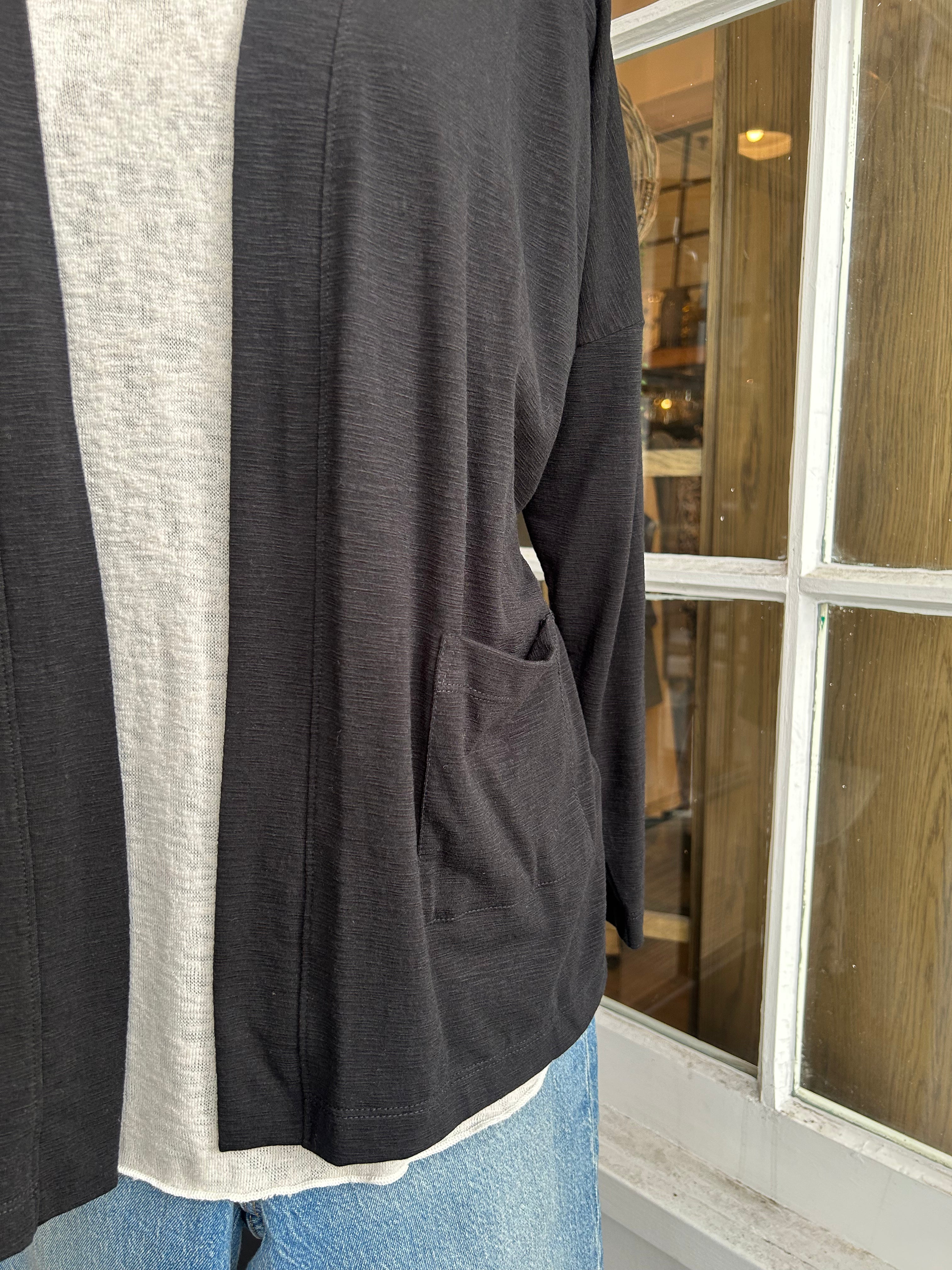 Black Farina Open Cardigan for Women - Lightweight Knit Cardigan for Office, Date Night & Casual Wear