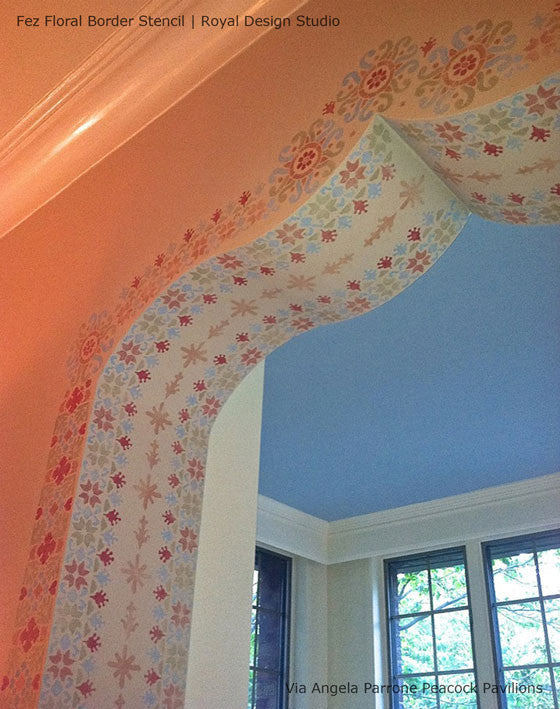 Fez Floral Border Moroccan Stencil - Authentic Moroccan Design for Wall Decor, DIY Projects & Home Renovation - Perfect for Living Room, Bedroom & Boho Style Interior Design