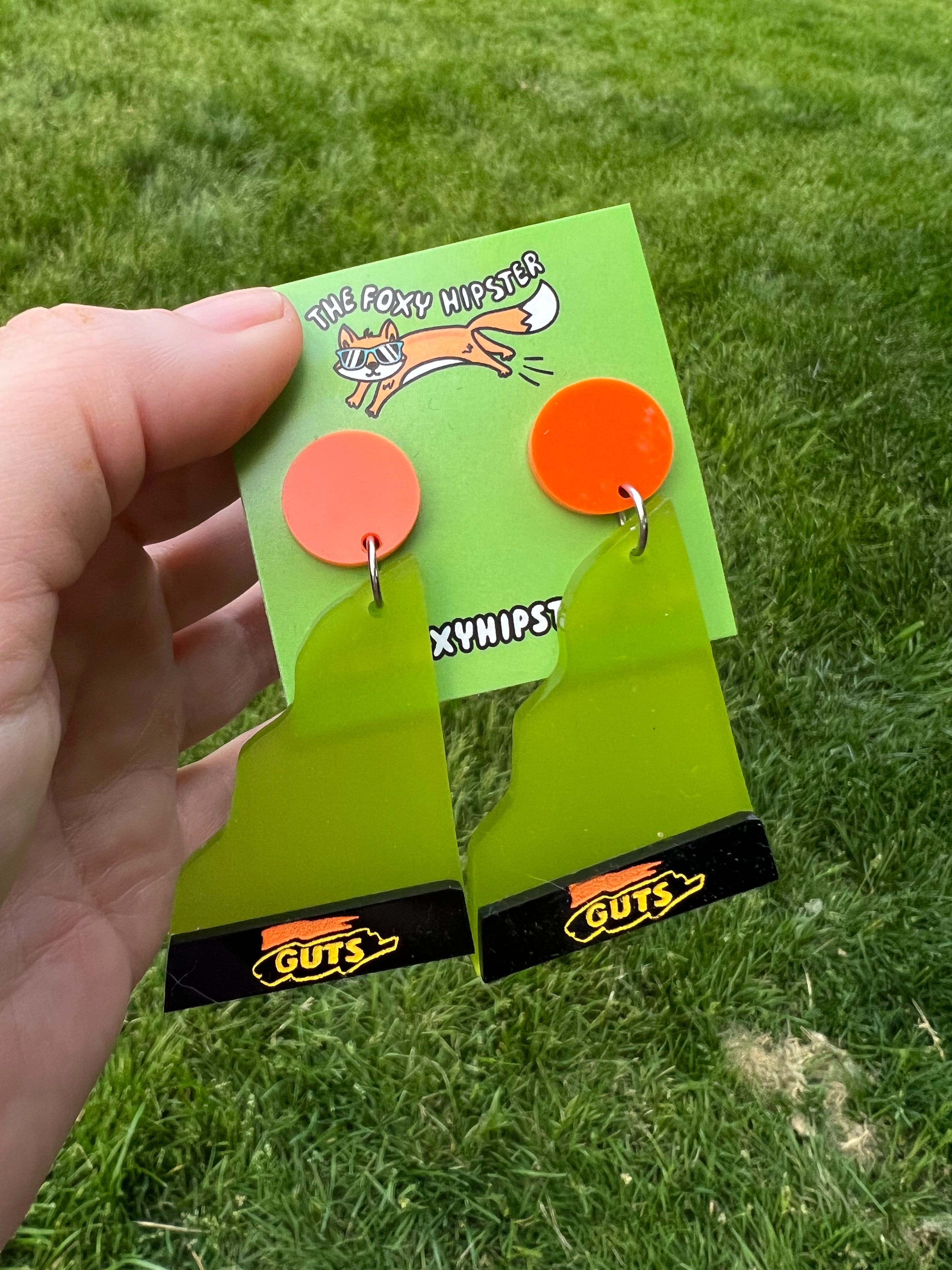 Nickelodeon Guts Aggro Crag Trophy Dangle Earrings - 90s Nostalgia Cartoon Jewelry for Women - Perfect for Cosplay, Themed Parties & Nickelodeon Fans