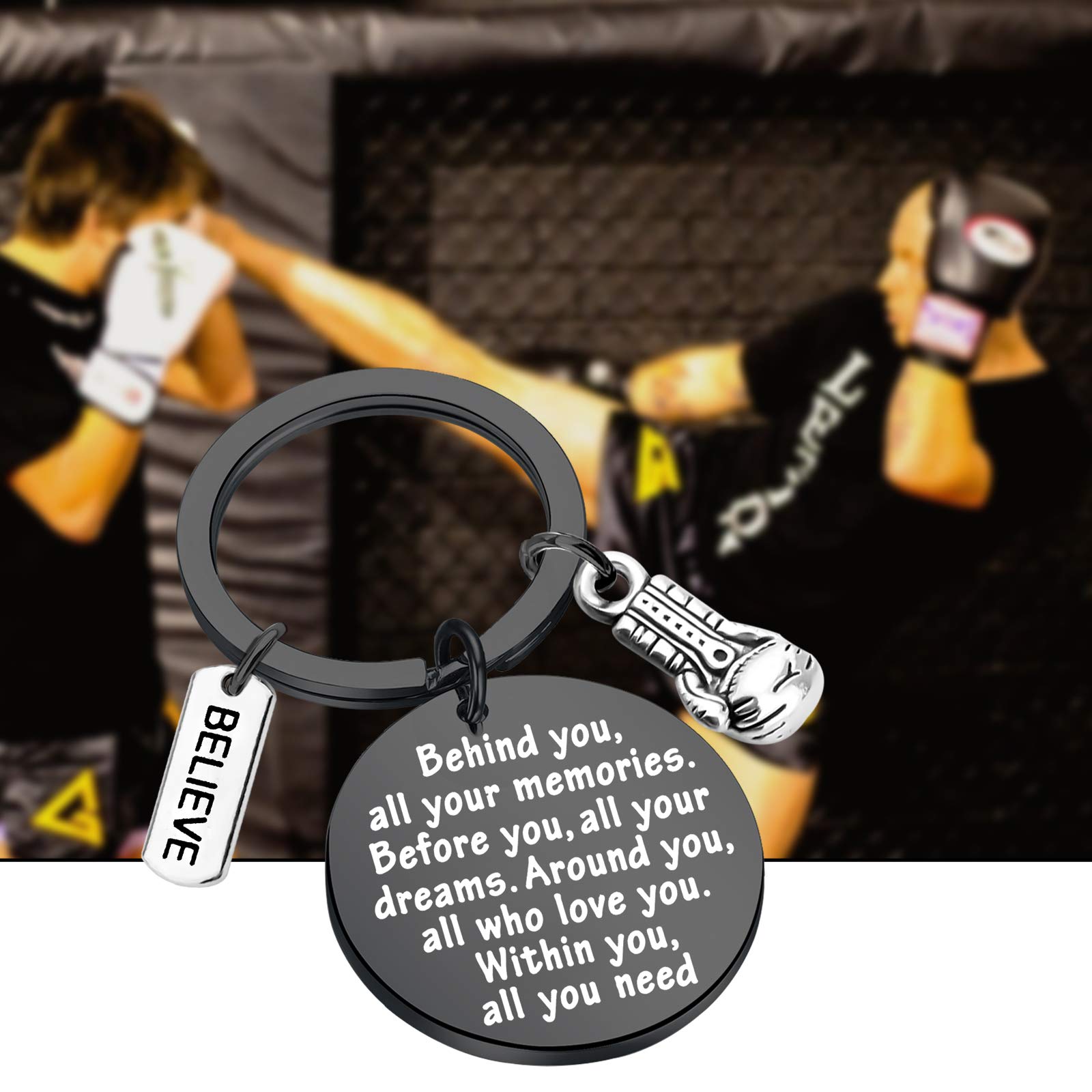 FEELMEM Boxing Glove Keychain - Unique Gift for Boxers, Boxing Coaches & Fighters - Personalized Boxing Memorabilia - Perfect for Gym Bags, Key Rings & Sports Enthusiasts