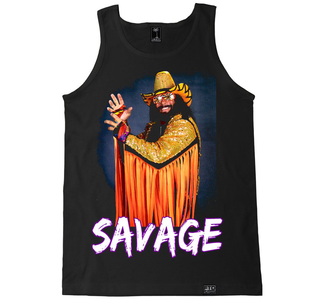 FTD Apparel Men's Savage Macho Man Tank Top - Muscle Fit Workout Shirt for Gym, Bodybuilding & Summer Streetwear - Comfortable Breathable Sleeveless Shirt for Men