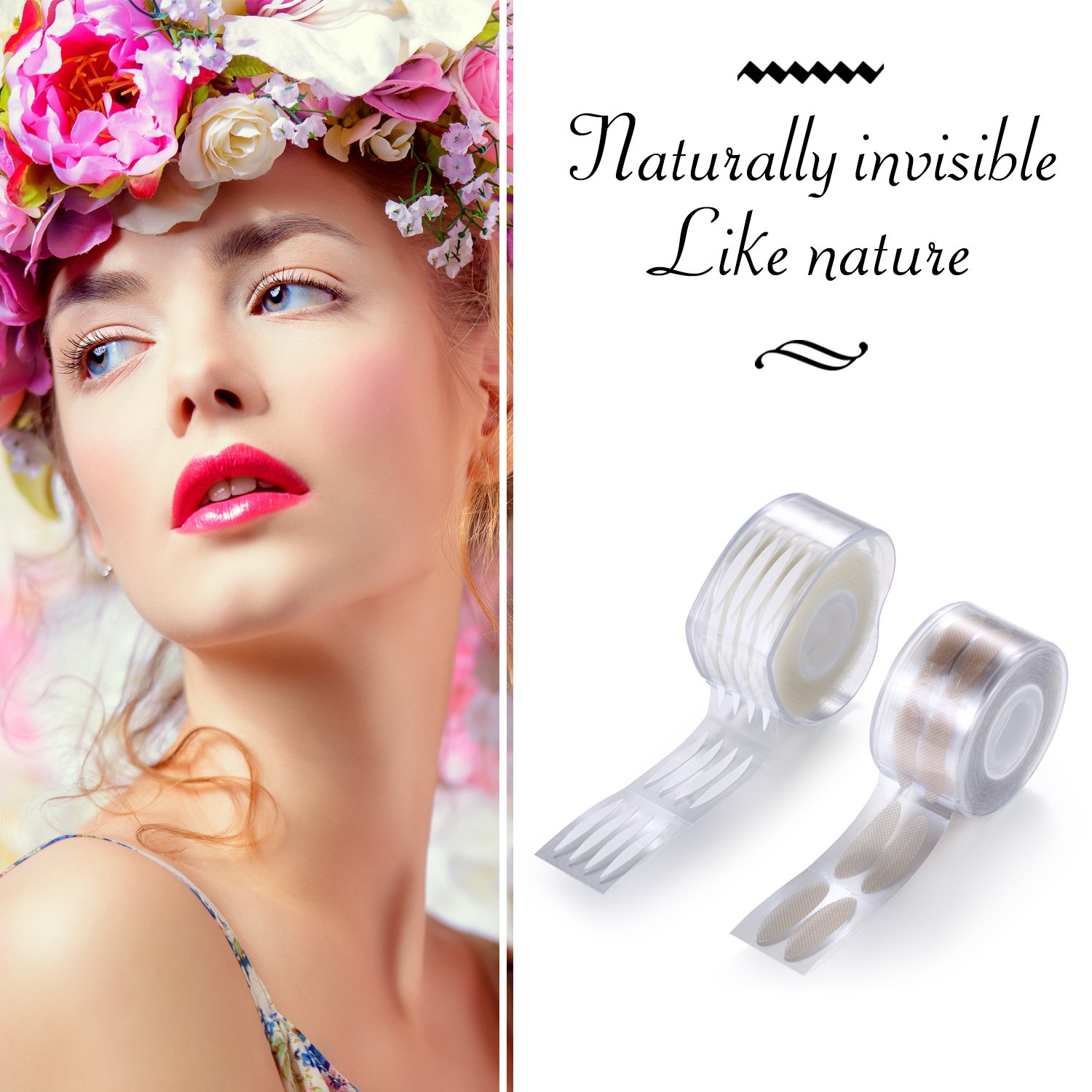 Natural Waterproof Eyelid Tape - Invisible Single & Double Eyelid Stickers for Asian Eyes | Adhesive Lash Fiber Glue Tapes for Bigger Looking Eyes | Perfect for Makeup, Cosplay & Everyday Use