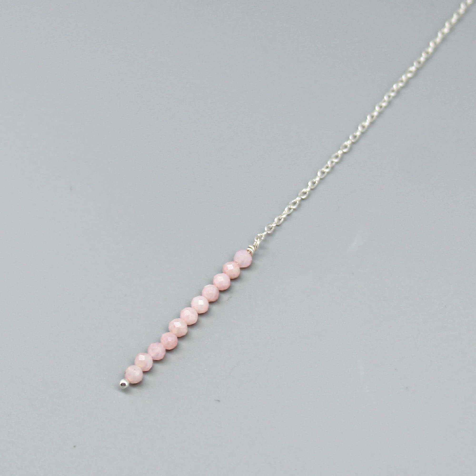 Real Pink Opal Threader Earrings for Women - Adjustable Dangle Drop Earrings, Sterling Silver Jewelry, October Birthstone Gift | Second Ear Piercing, Everyday Wear & Special Occasions