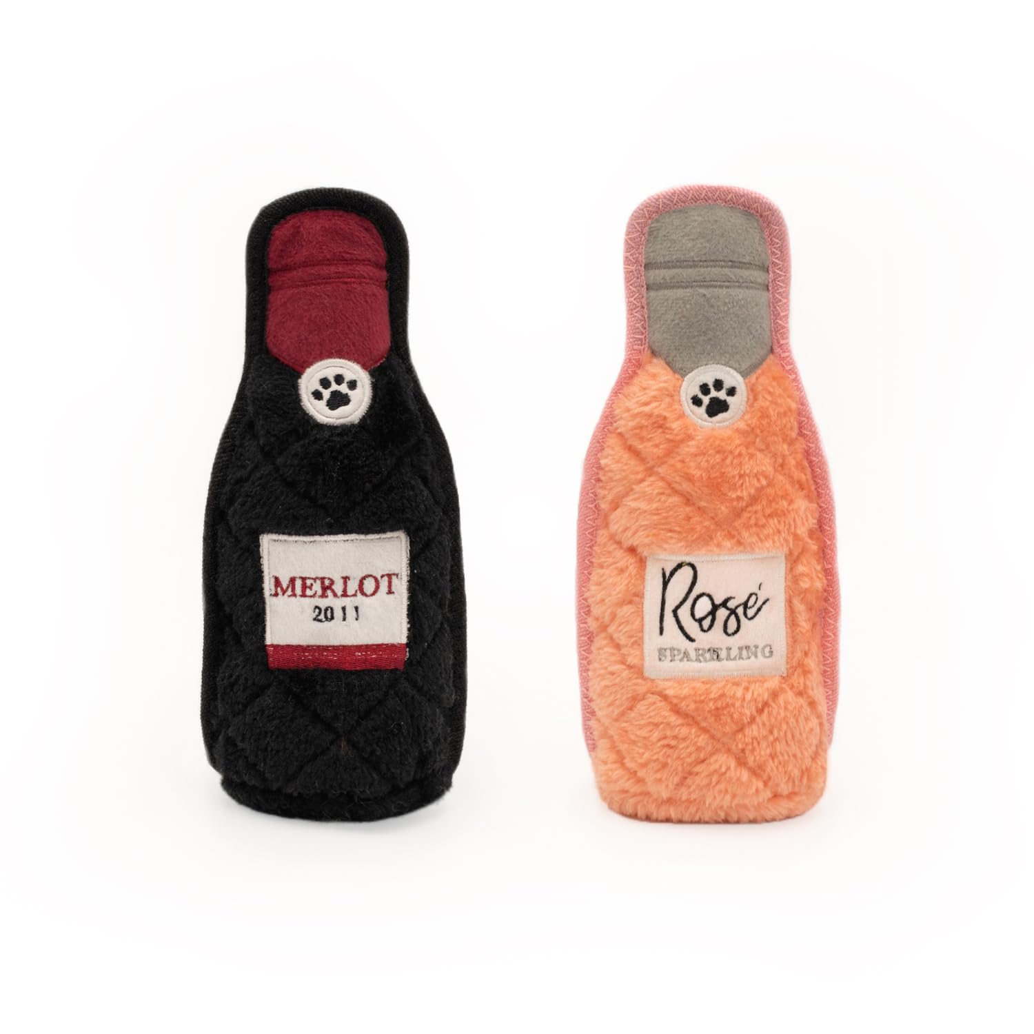 Z-Stitch® Happy Hour Crusherz 2-Pack - Durable Merlot & Rosé Dog Toys for Aggressive Chewers, Squeaky Plush Puppy Toys for Birthday Gifts | Fun Wine-Themed Playtime for Large & Small Dogs