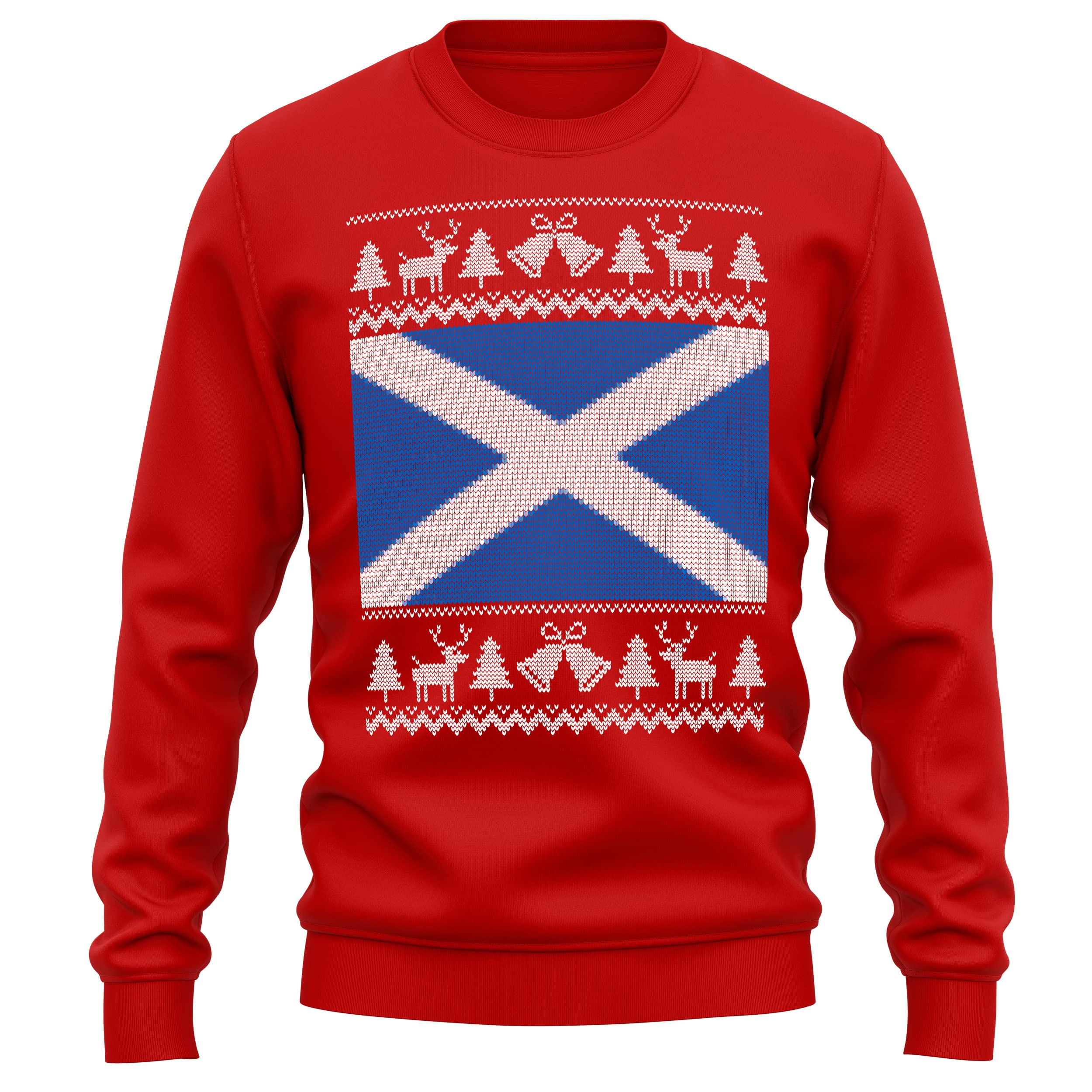 Funny Scottish Flag Christmas Sweater for Adults - Purple Print House Scotland Reindeer Fair Isle Ugly Holiday Sweatshirt | Perfect Xmas Gift for Men & Women | Great for Office Parties, Family Gatherings & Holiday Photos
