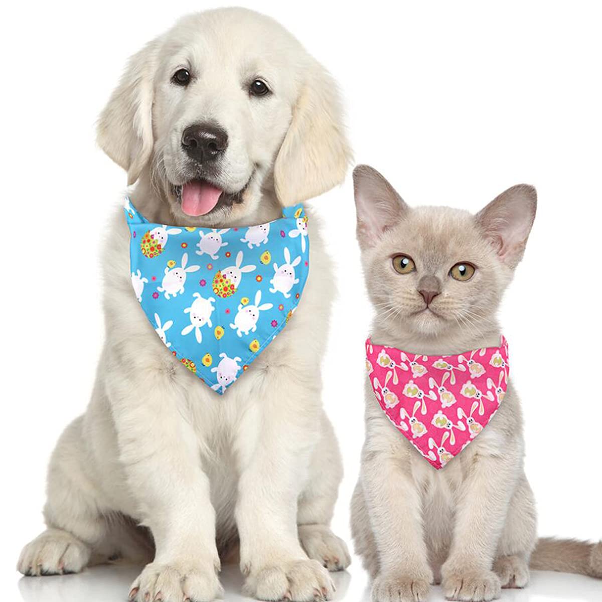 6-Piece Easter Dog Bandanas Set - Colorful Rabbit & Easter Egg Pattern Washable Adjustable Dog Scarves for Medium & Large Dogs - Perfect for Easter Pet Photos, Parties & Gifting (Random Colors)