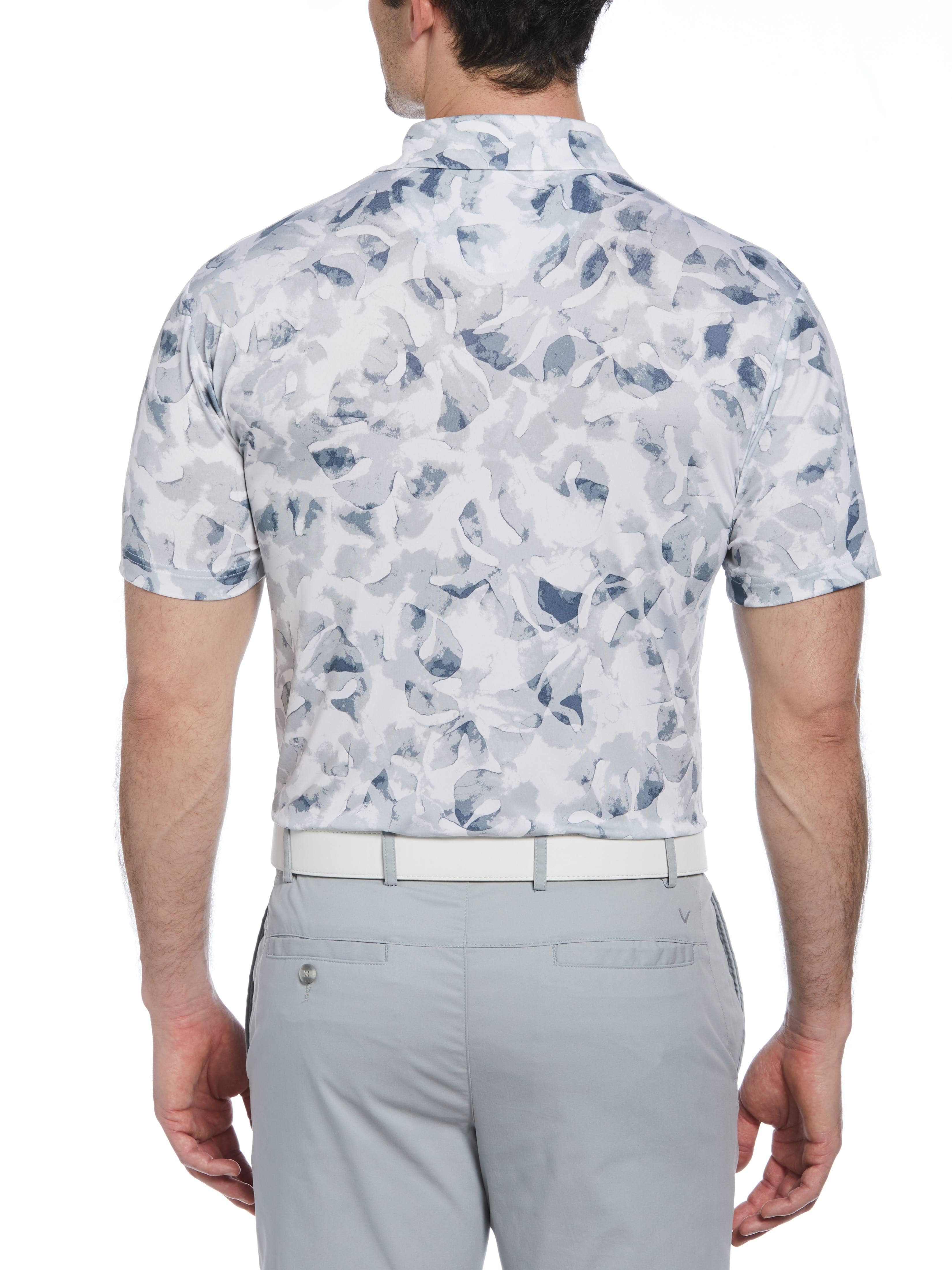 Men's Tie Dye Palm Print Golf Polo Shirt - Breathable Quick-Dry Performance Tee for Golf, Beach & Summer Outdoor Activities