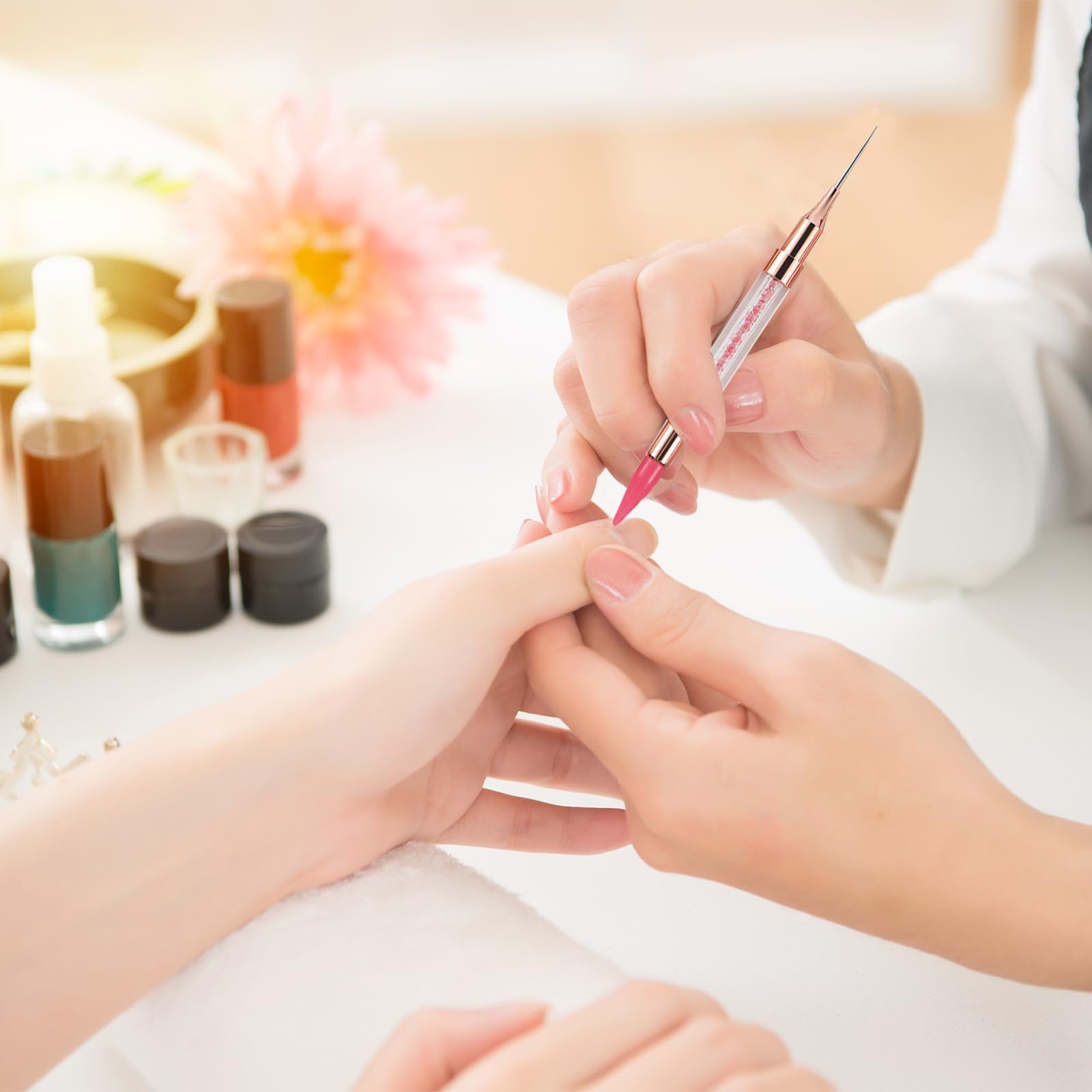 Dual-Ended Nail Art Dotting Pen & Rhinestone Picker Tool - Professional Nail Design for Gems, Stones, Crystals - Salon & Home Use (White Head) - Perfect for Nail Art, Manicures, and DIY Nail Designs