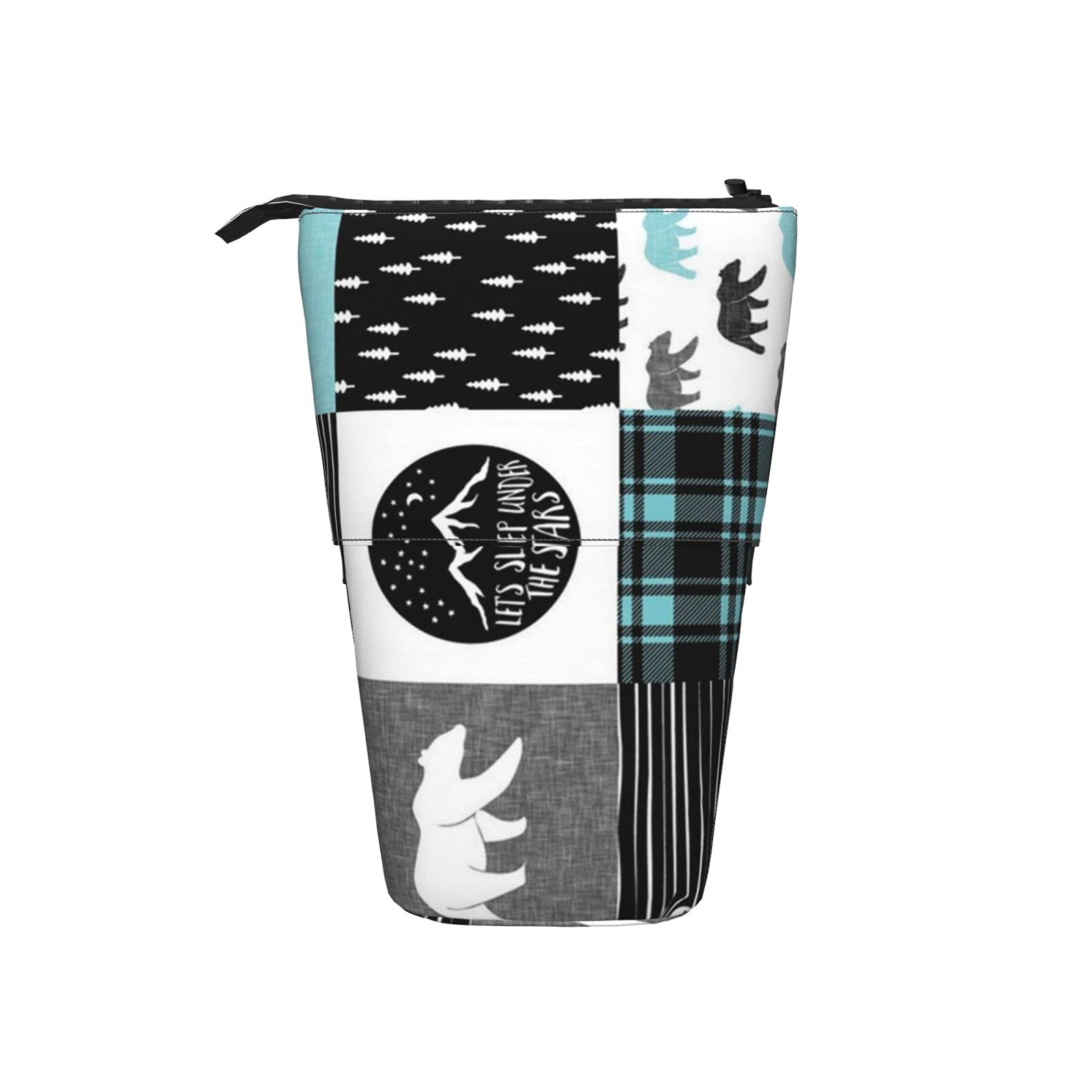 NA Telescopic Pencil Case - Stand-Up Transformer Happy Camper Teal Pencil Holder, Expandable Stationery Organizer for Pens, Markers & School Supplies - Perfect for School, Office & Travel Organization