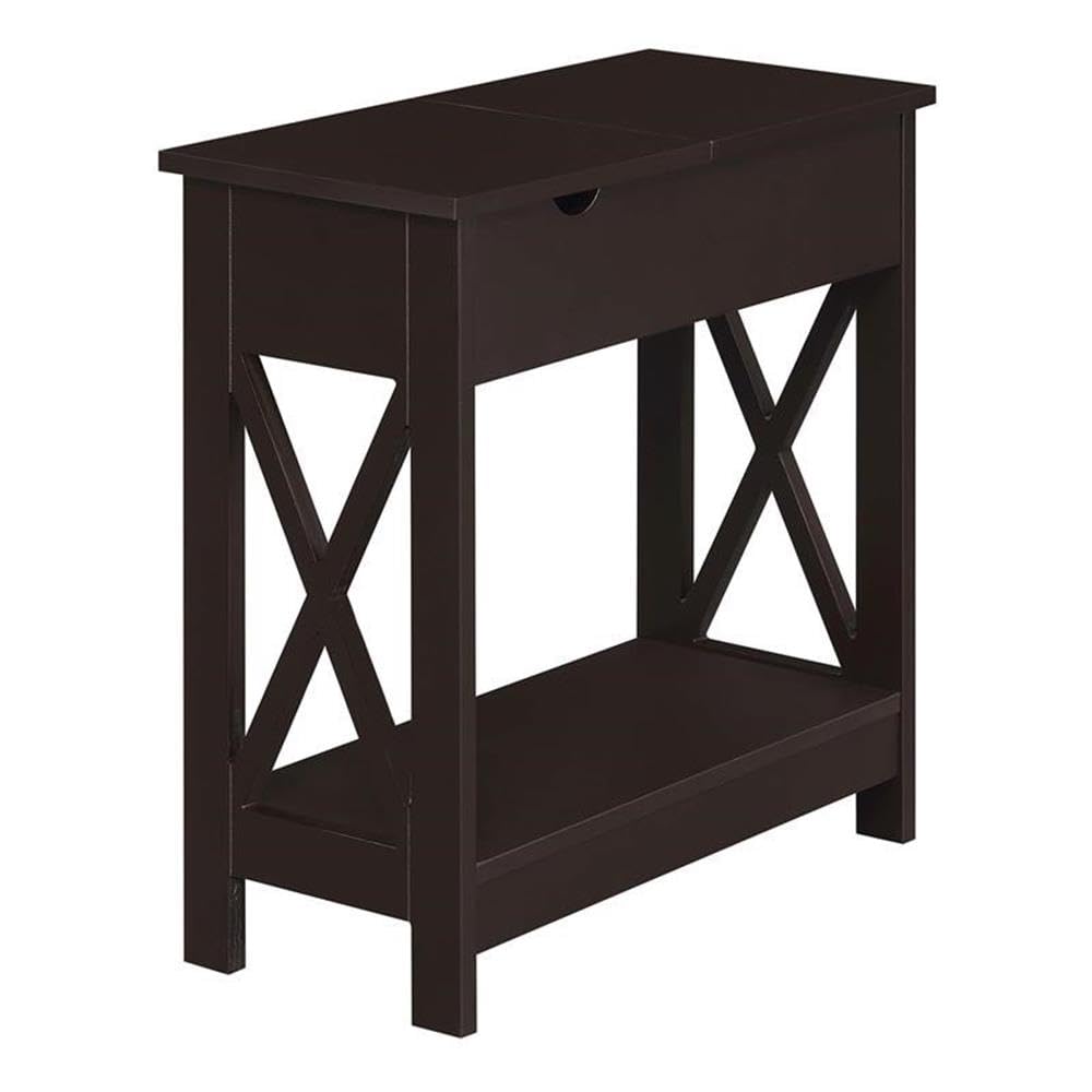 Premium Espresso Finish End Tables with Built-in USB Charging Station - Set of 2 Modern Side Tables for Living Room, Bedroom or Office