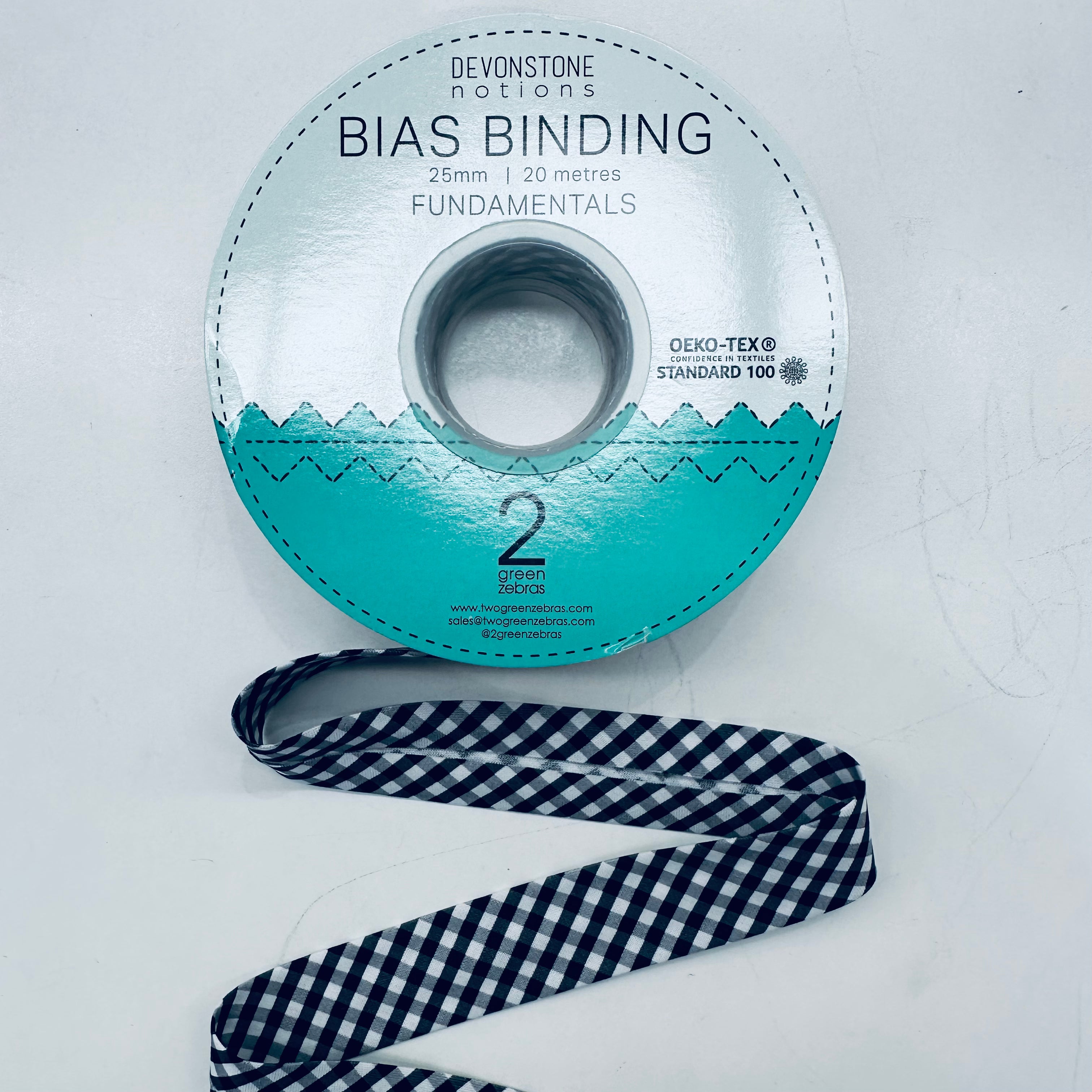 1 Inch Black Check Bias Binding Tape DVBB2932 - Perfect for Sewing, Quilting, and DIY Craft Projects