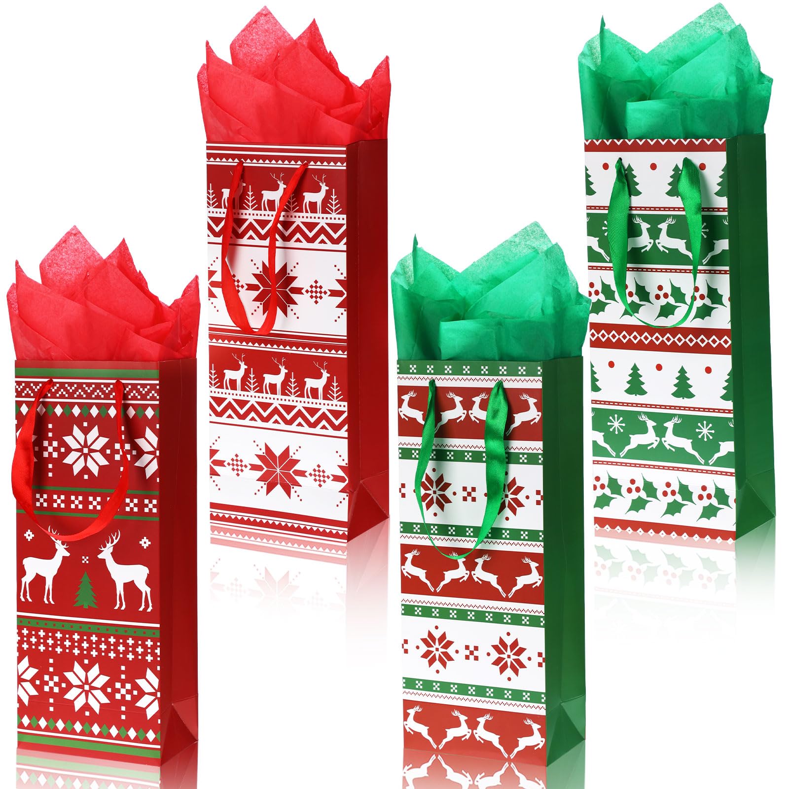 Blulu 12-Piece Christmas Wine Bottle Gift Bags Set with Tissue Paper - Reusable Knit Sweater Wrapping Bags for Holiday Party Favors, Xmas Presents & Winter Celebrations - Perfect for Wine Gifts, Christmas Decorations & Festive Table Settings