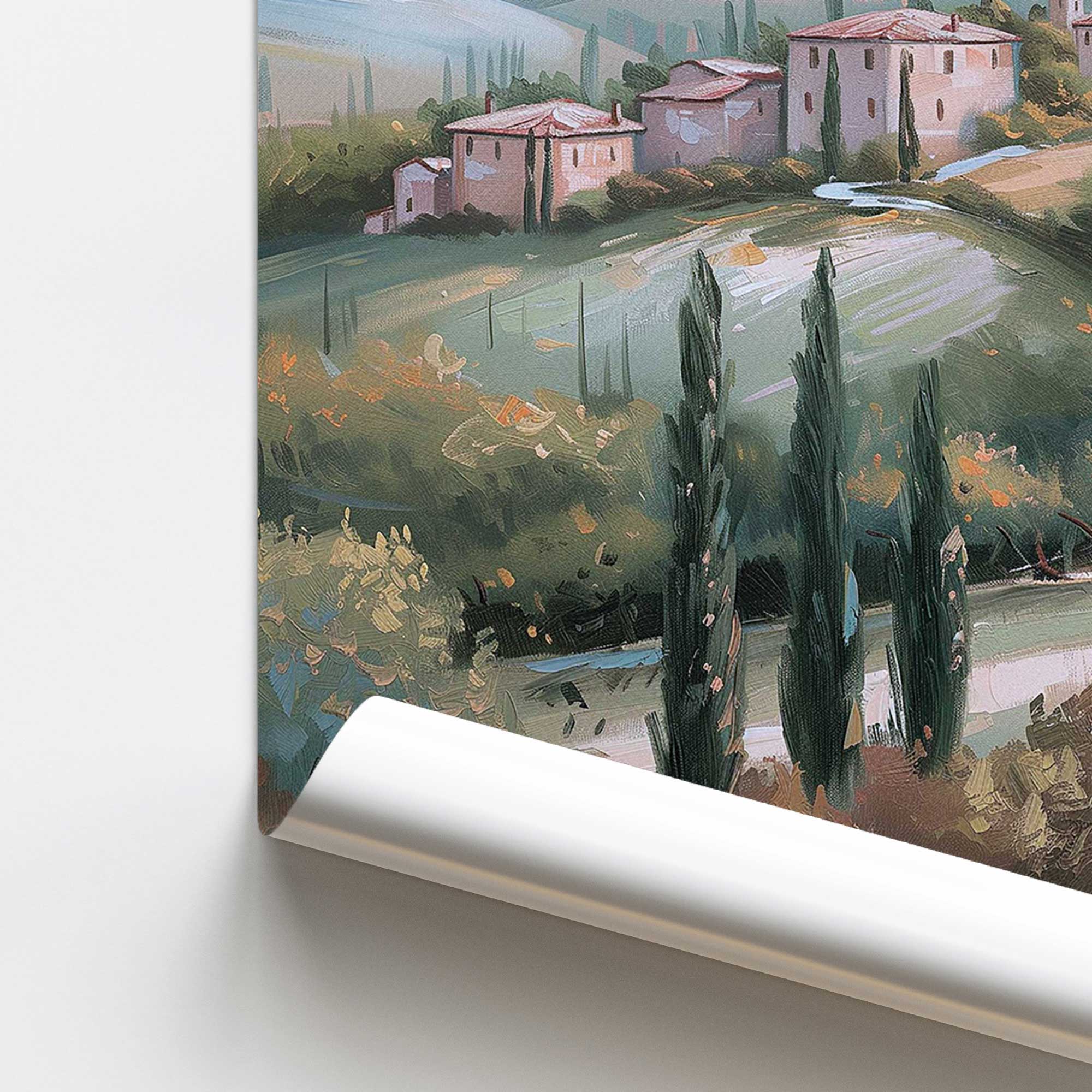 Tuscany Sunset Landscape Art Print - Dusk's Glow v1 Wall Decor for Living Room, Bedroom & Office