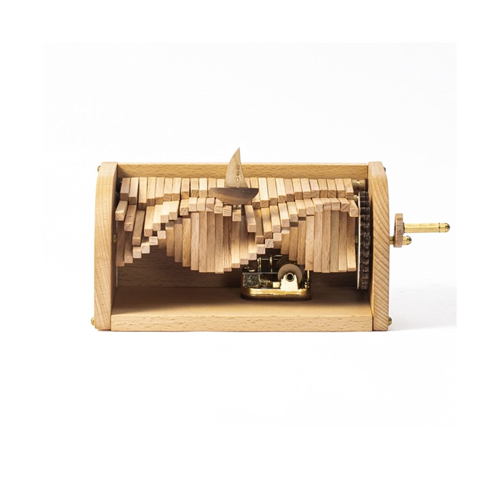 Hand-Cranked Wooden Musical Box with Wave and Boat Design - Romantic Home Decor, Unique Birthday, Christmas & Valentine's Day Gift for Her/Him - Perfect for Bedroom, Nursery & Wedding Decorations