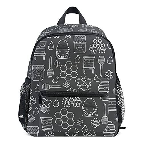 Cartoon Bee Kids Backpack - Cute Hand Drawn Beekeeping Toddler Backpack for Preschool Boys & Girls | Perfect for School, Daycare & Outdoor Adventures