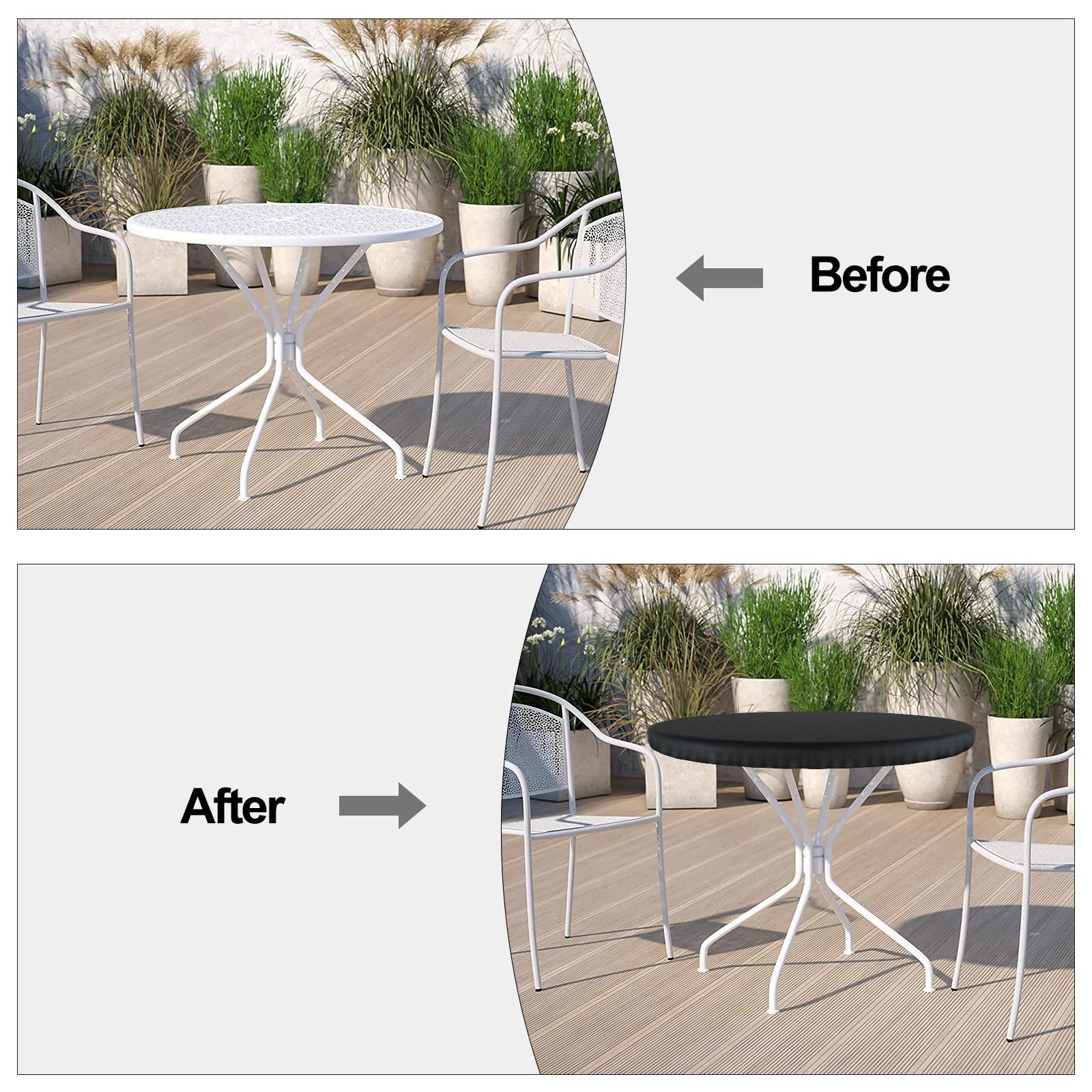**Waterproof Round Patio Table Cover 31 Inch - UV Resistant & Anti-Fading Outdoor Furniture Protector for Garden, Deck, or Balcony Use - Black**