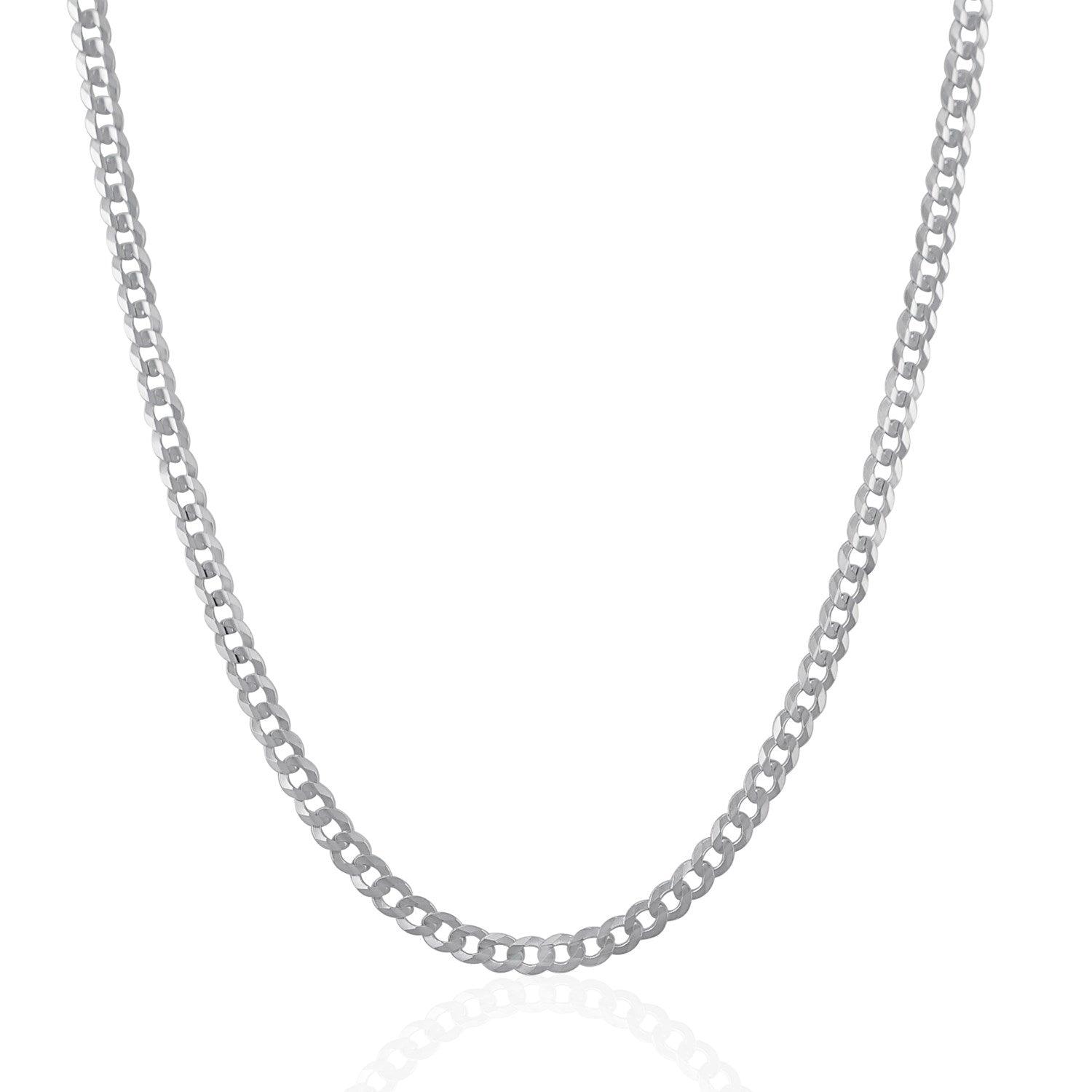 3.6mm 14K Solid White Gold Curb Chain Necklace for Men & Women - Perfect for Everyday Wear, Layering & Gift Giving