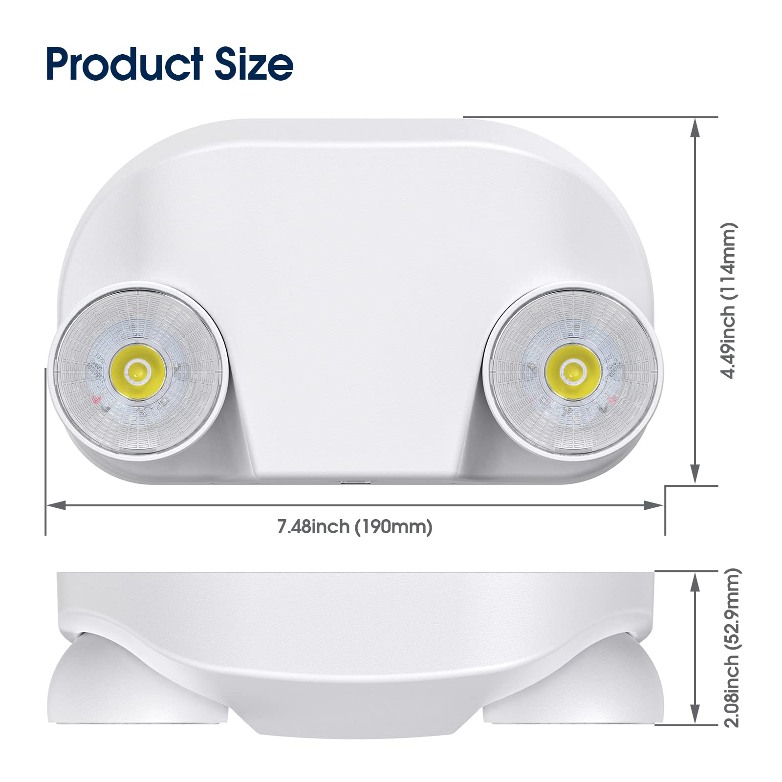 UL Certified LED Emergency Light with Remote Control - Adjustable LED Lamp Heads, 120V-277V Dual Voltage Exit Lighting - Backup Battery White Emergency Lights (6 Pack) - Perfect for Offices, Warehouses & Emergency Exits