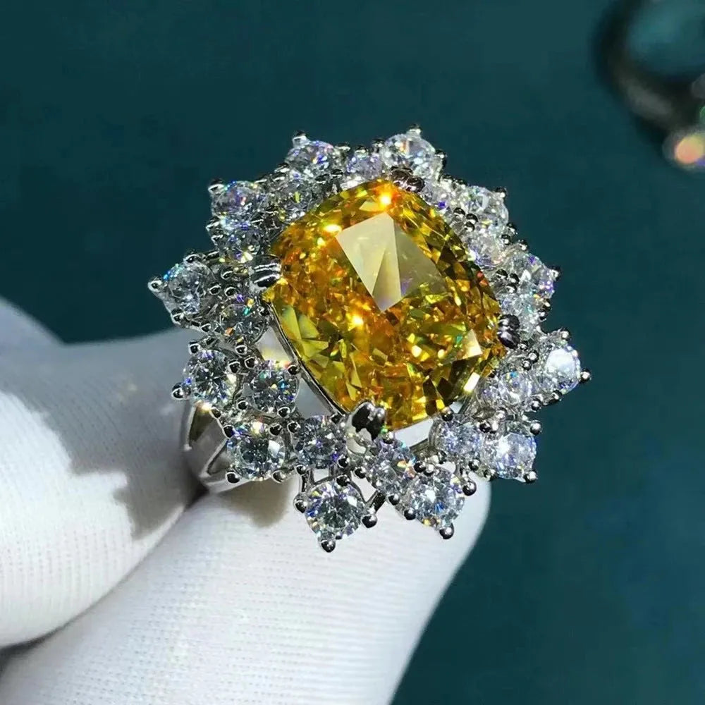 WUIHA 925 Sterling Silver 3EX Cushion Cut 6CT VVS D Color Moissanite Engagement Ring | Custom Wedding Jewelry for Brides & Proposals | Perfect for Anniversaries & Special Occasions