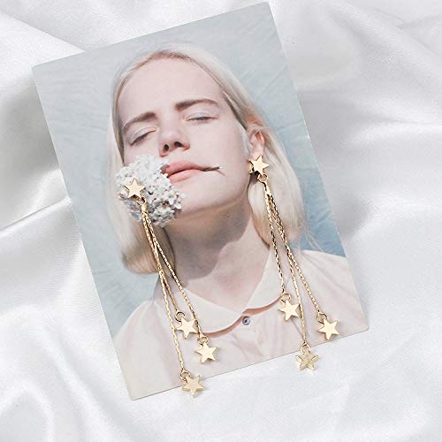 Lucky Star Pendant Tassel Dangle Earrings for Women - Fashion Long Shooting Star Drop Earrings Stud - Perfect for Parties, Weddings & Date Nights