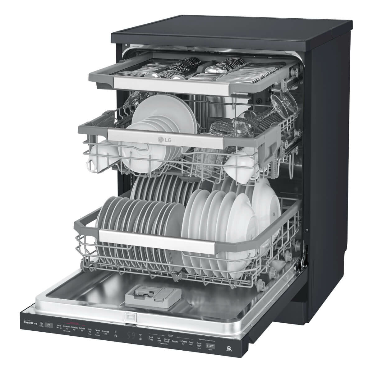 LG 15 Place QuadWash Dishwasher - Matte Black Finish with TrueSteam Technology (Model XD3A25MB) | Energy Efficient, Ultra Quiet Operation for Modern Kitchens