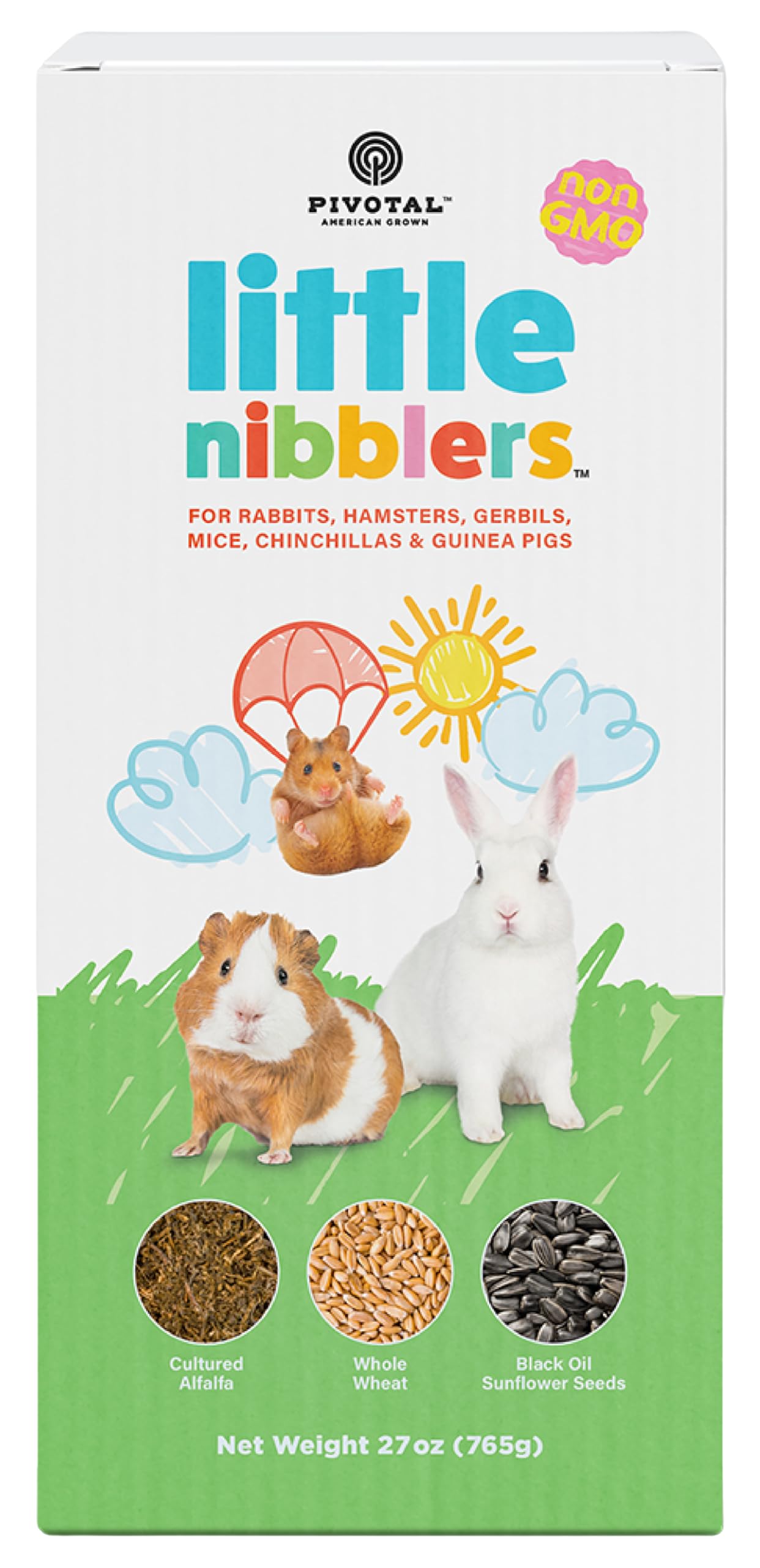 Little Nibblers Small Animal Supplement Treat - Alfalfa, Whole Wheat & Sunflower Seed - High Protein & Calcium with Vitamins for Rabbits, Guinea Pigs, Hamsters | 27oz | Perfect for Daily Nutrition & Healthy Snacking