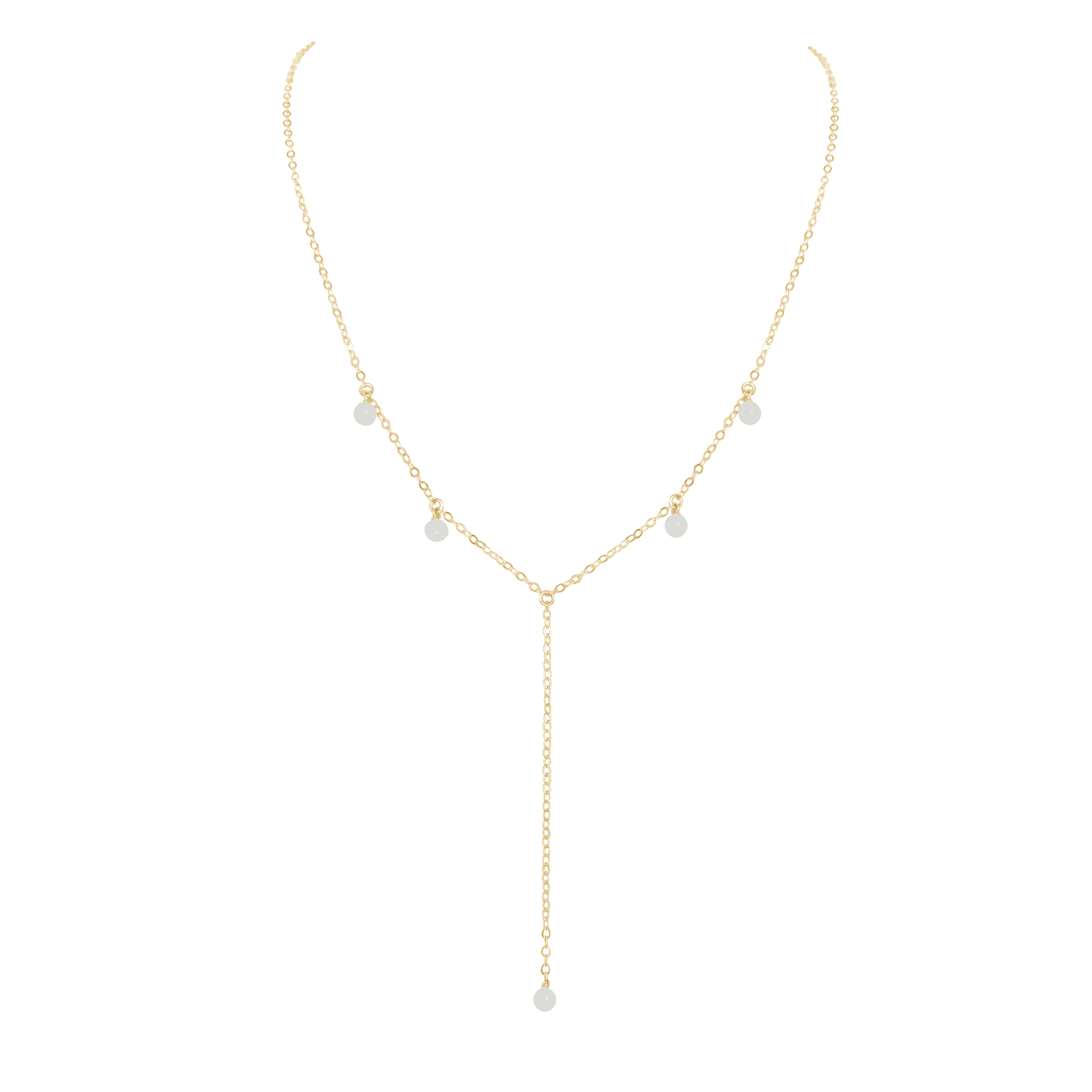 White Moonstone Crystal Boho Lariat Necklace - Elegant Handmade Jewelry for Women | Perfect for Boho Chic, Festival, Wedding & Everyday Wear