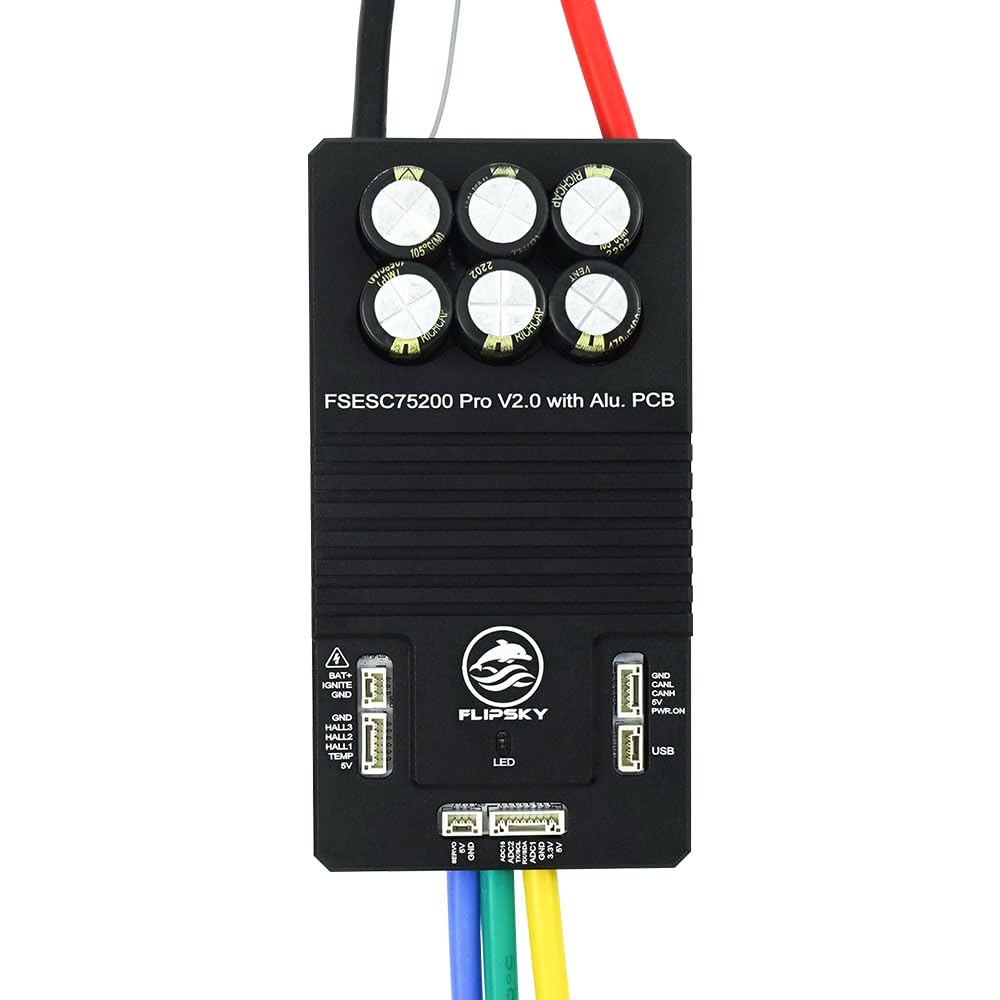 FLIPSKY 75200 Pro V2.0 VESC Speed Controller - Aluminum PCB with Key Switch for Electric Skateboard, Scooter & Ebike | DIY Electric Vehicle ESC Upgrade for Longboard, Hoverboard & Motorcycle Conversion