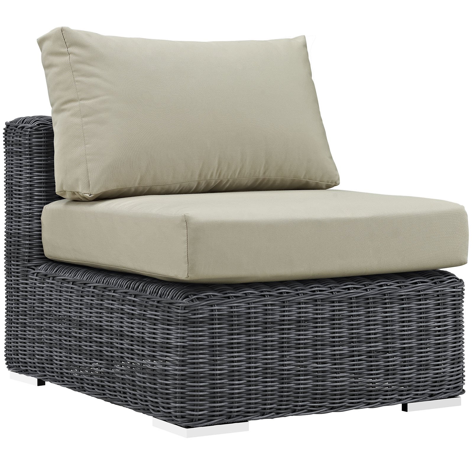 Modern 7-Piece Outdoor Patio Sectional Sofa Set - Beige Wicker Furniture with All-Weather Cushions for Backyard, Garden & Poolside Relaxation