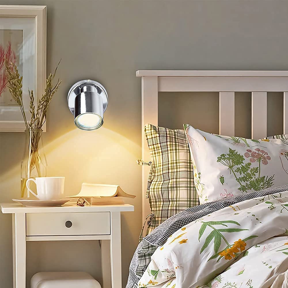 Depuley 3W Adjustable Indoor LED Wall Spotlight - GU10 Bulb Surface Mounted Downlight with US Plug | Perfect for Living Room, Bedroom, Hallway & Staircase Lighting
