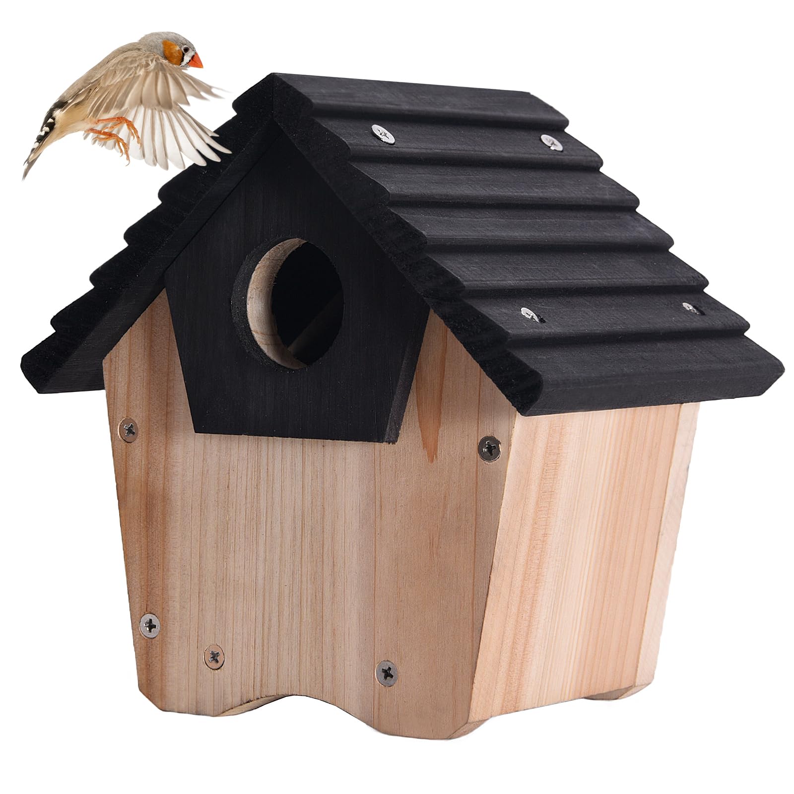 Wooden Bluebird House with Predator Guard - Outdoor Hanging Birdhouse for Wild Birds, Garden, Backyard & Courtyard - Perfect for Bird Watching & Nature Lovers