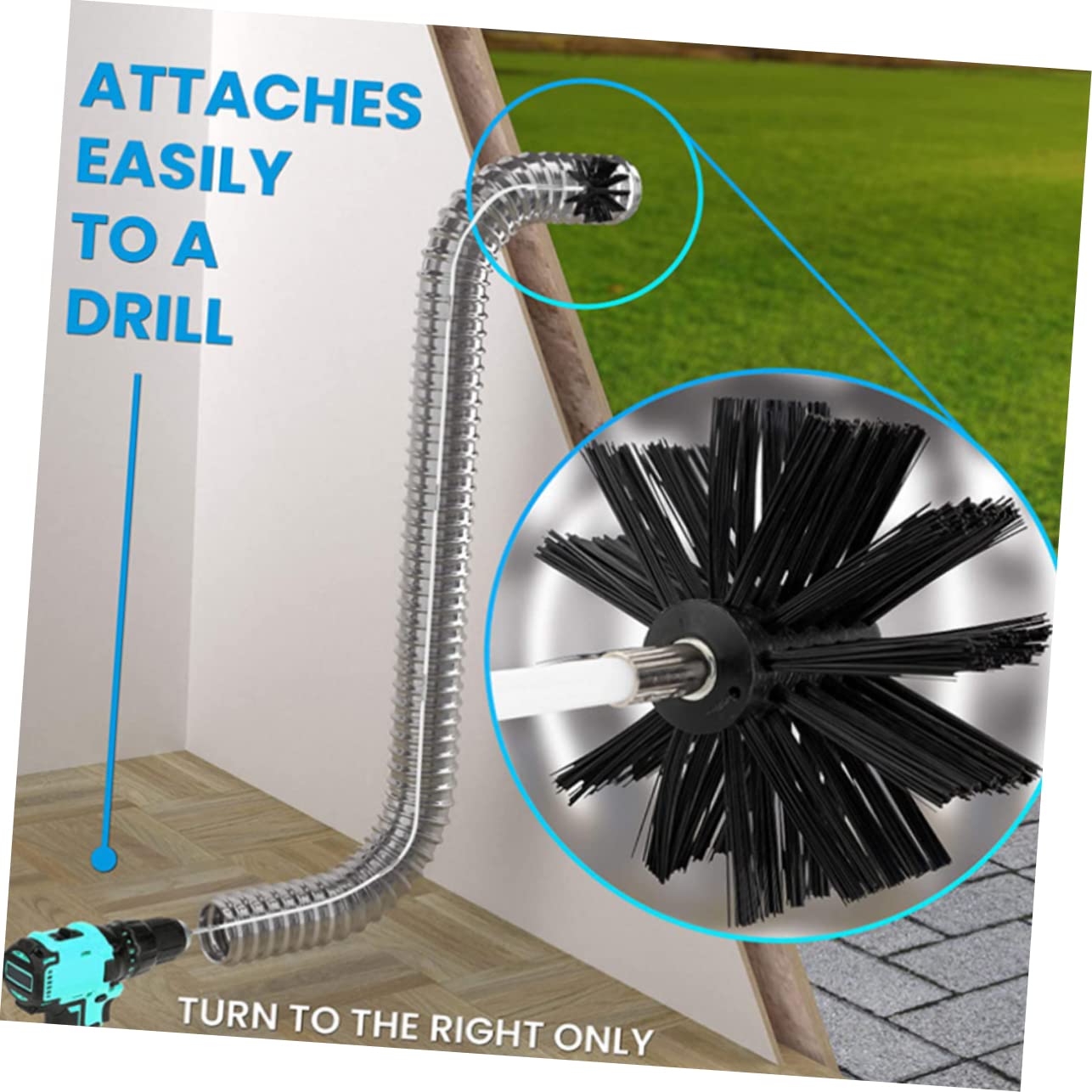1 Set Inner Wall Cleaning Brush Kit - Dryer Duct, Fireplace Chimney & Washing Machine Cleaning Tool with Nylon Bristles & Galvanized Iron Wire - Perfect for Home, HVAC, and Appliance Maintenance