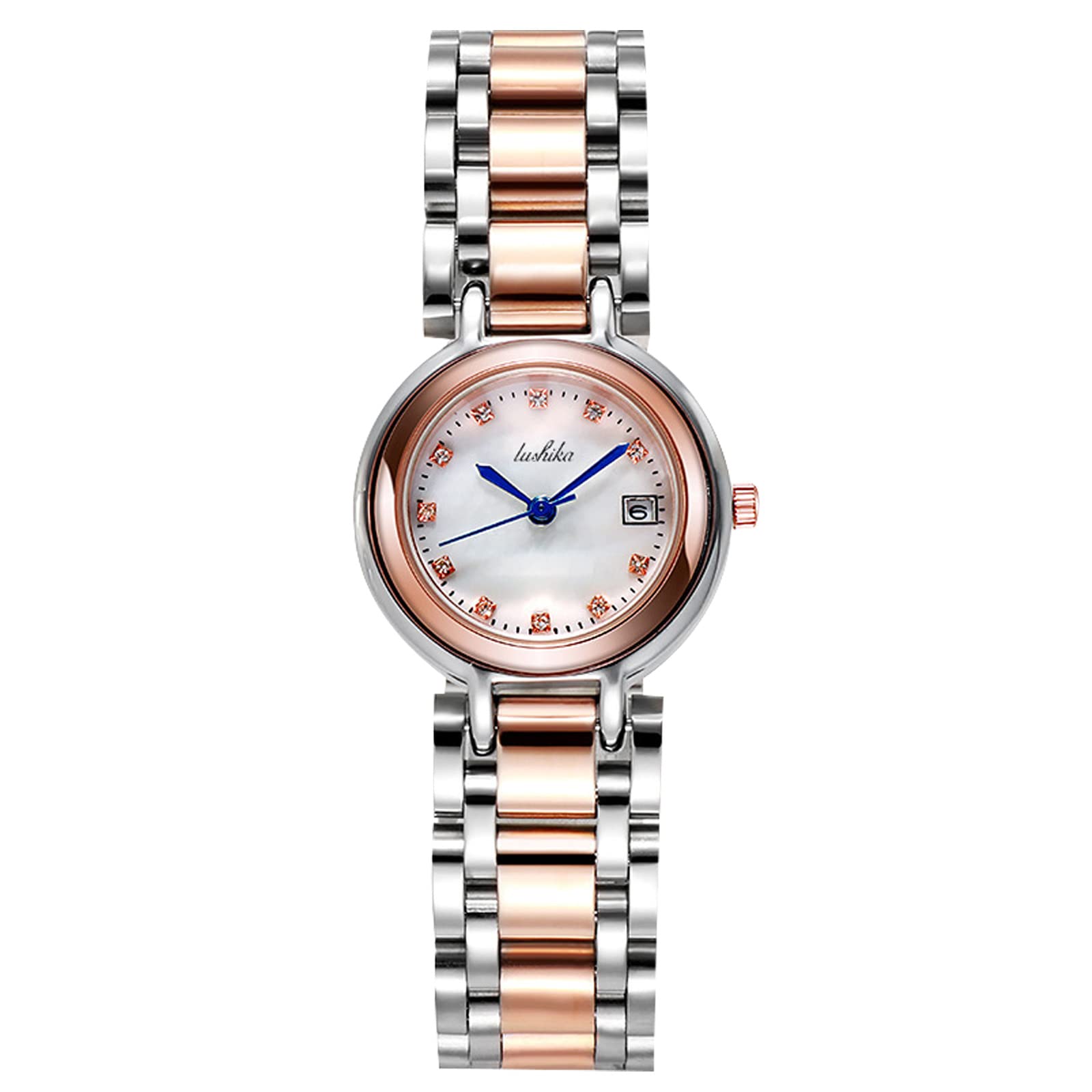 RORIOS Women's Waterproof Analog Quartz Watch with Stainless Steel Band - Classic Date & Moon Phase Ladies Wristwatch for Work, Party & Everyday Wear