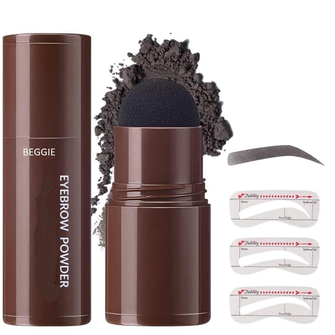 Nilzone Eyebrow Stamp Shaping Kit - Waterproof Eyebrow Powder Stamp with 3 Reusable Stencils for Thicker, Fuller Brows | Includes Eyebrow Pen Brushes | Long-Lasting, Buildable Makeup for Everyday Glam & Special Occasions