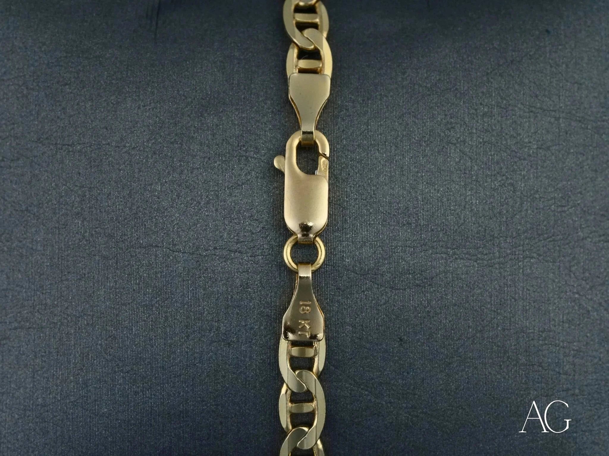 18K Solid Gold Navy Link Bracelet for Women - Elegant & Durable Jewelry Gift for Her - Perfect for Weddings, Anniversaries & Special Occasions