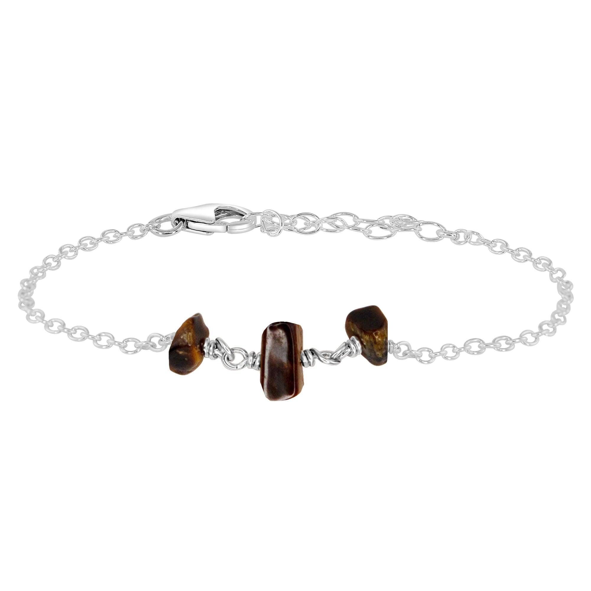 Tiger's Eye Beaded Chain Bracelet for Women - Natural Stone Healing Jewelry for Protection & Positive Energy - Perfect for Meditation, Yoga & Everyday Wear
