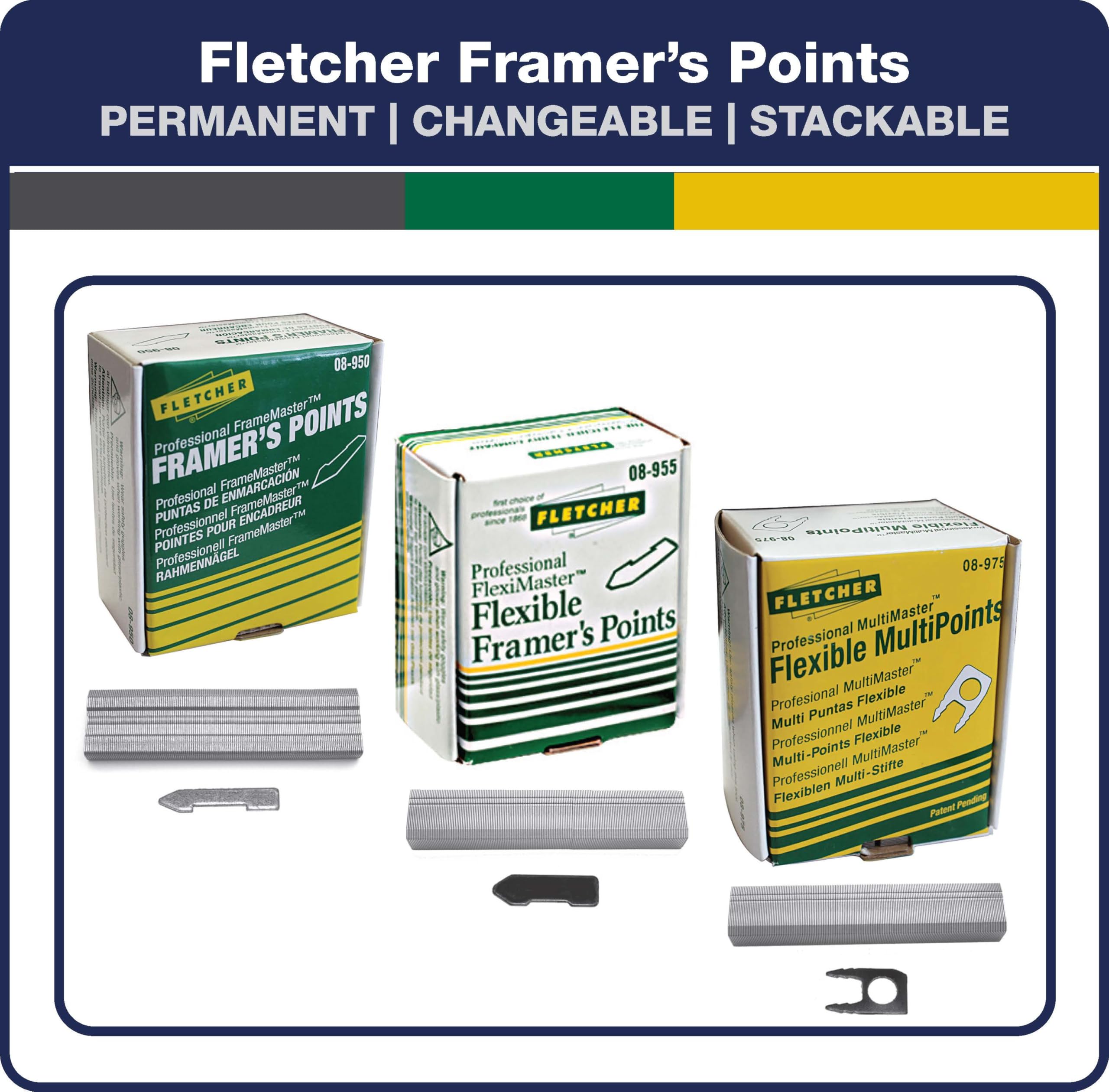 Fletcher FlexiMaster Professional Picture Frame Point Driver with Flexi-Points - Heavy Duty Framing Tool for Art, Photos & Canvas - Perfect for Home Decor, Gallery & DIY Projects