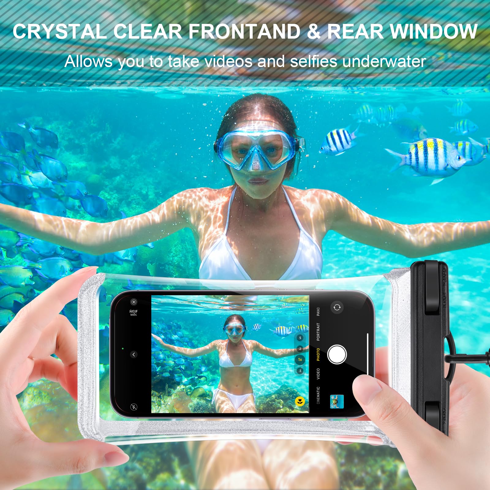 Waterproof Phone Pouch IPX8 - Universal 3D Seamless Design for iPhone 15 Pro Max/14 Pro/13 & Galaxy S24/S23 Ultra (Fits up to 6.9