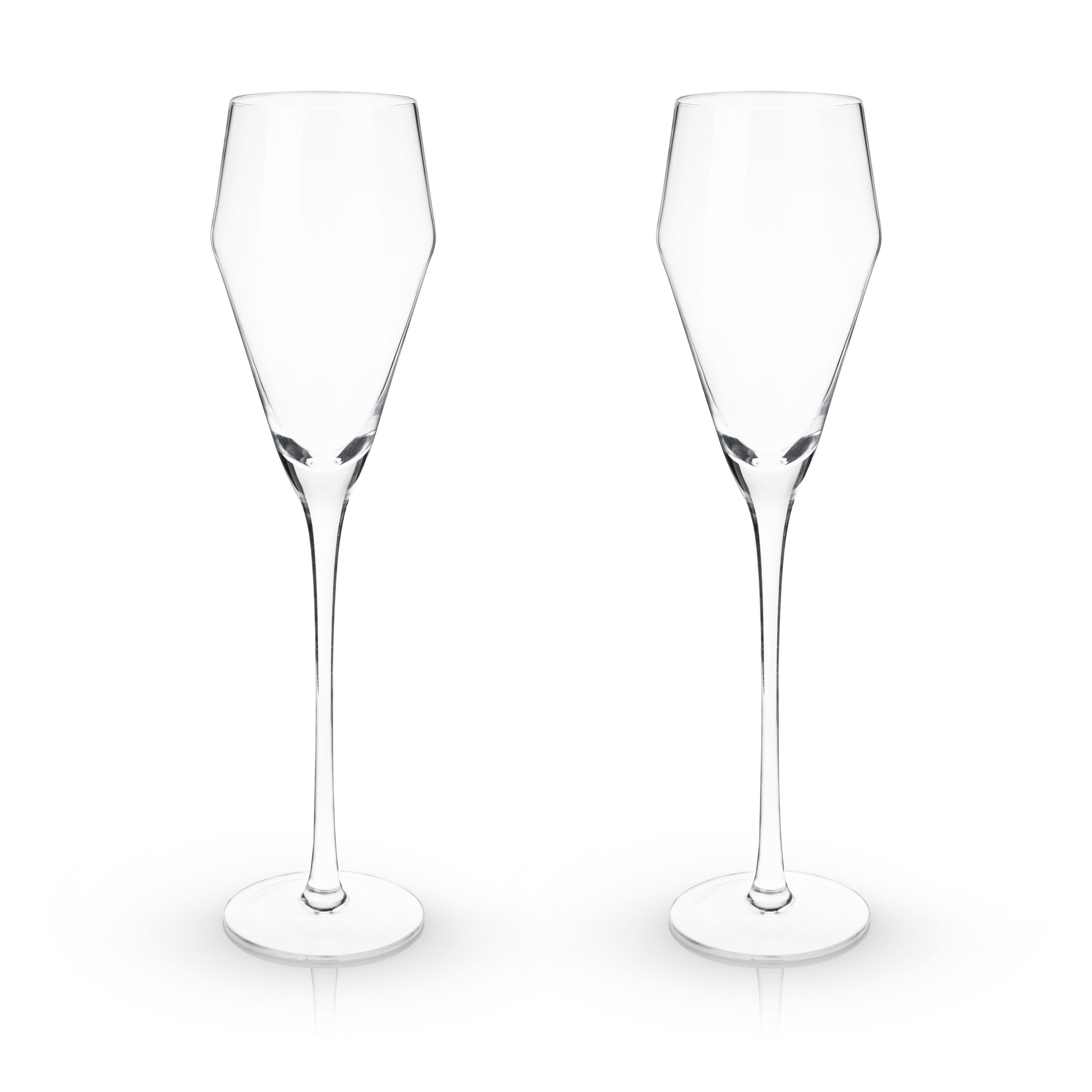 Raye Angled Crystal Prosecco Glasses Set of 2 - Elegant Stemware for Champagne, Cocktails & Celebrations - Perfect for Weddings, Anniversaries & Romantic Dinners