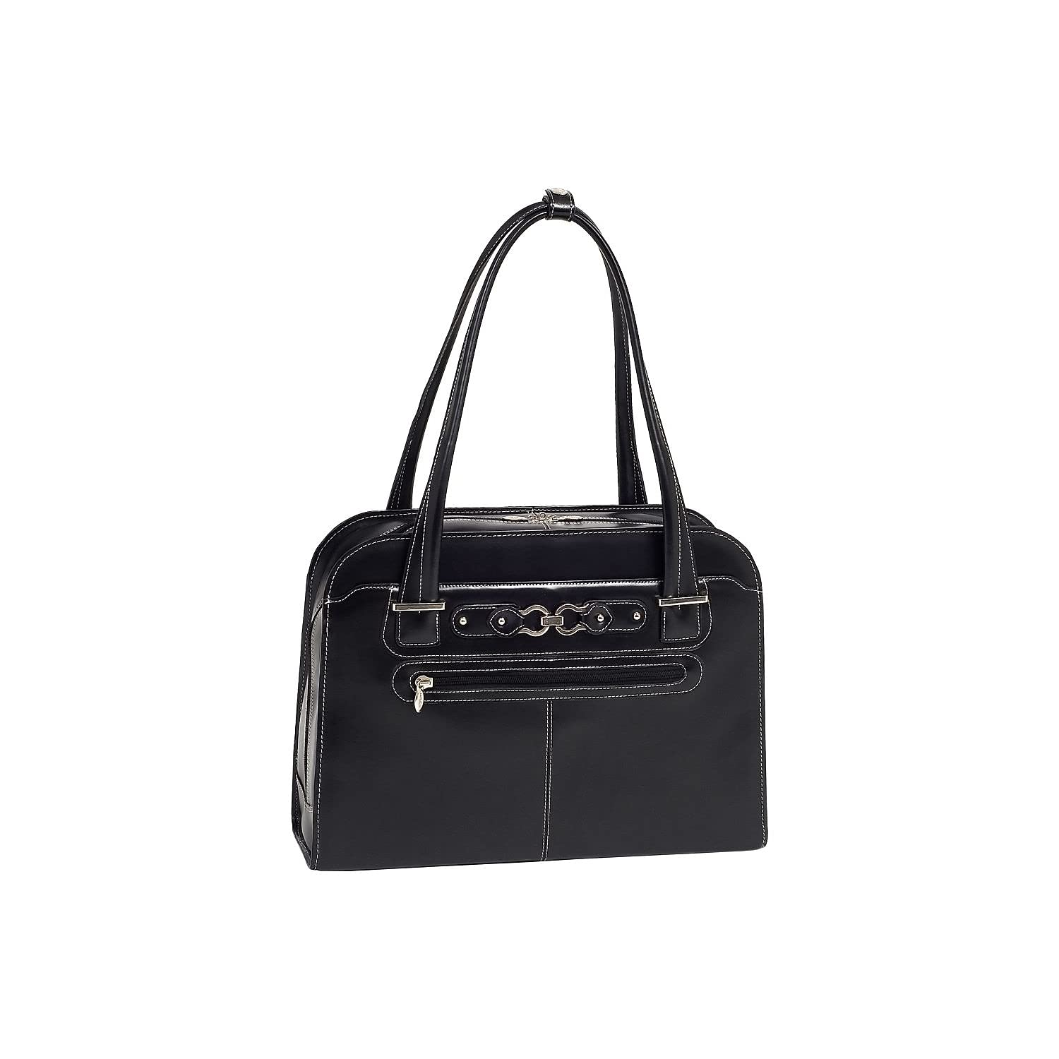 McKlein W Series Oak Grove Women's Leather Laptop Handbag - Black with Sand Leather Trim (96635) | Professional Work Bag for Office, Business Travel & Commuting