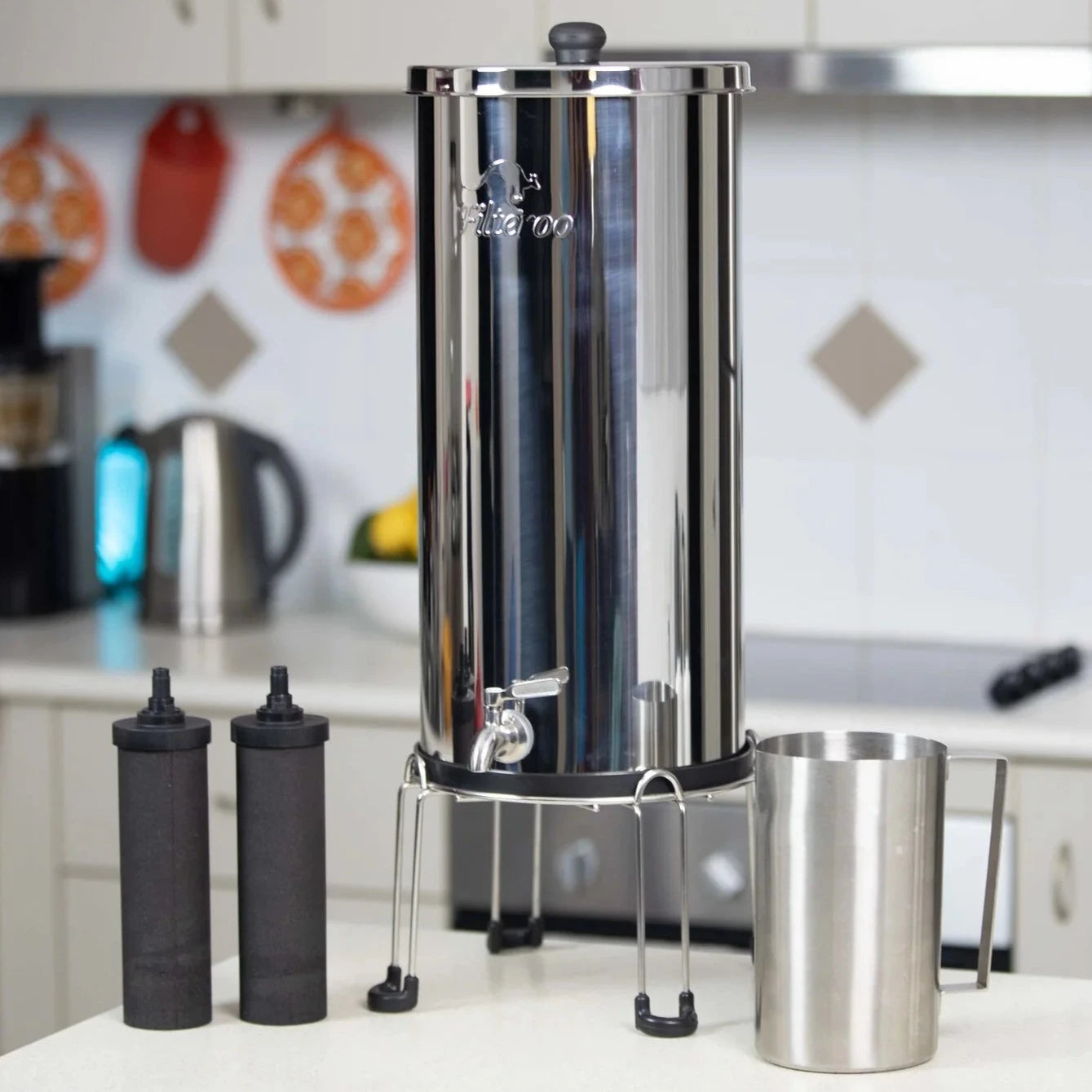 Filteroo Superoo 16L Stainless Steel Gravity Water Filter System - Portable Outdoor Camping, Emergency Survival, Home & Travel Use