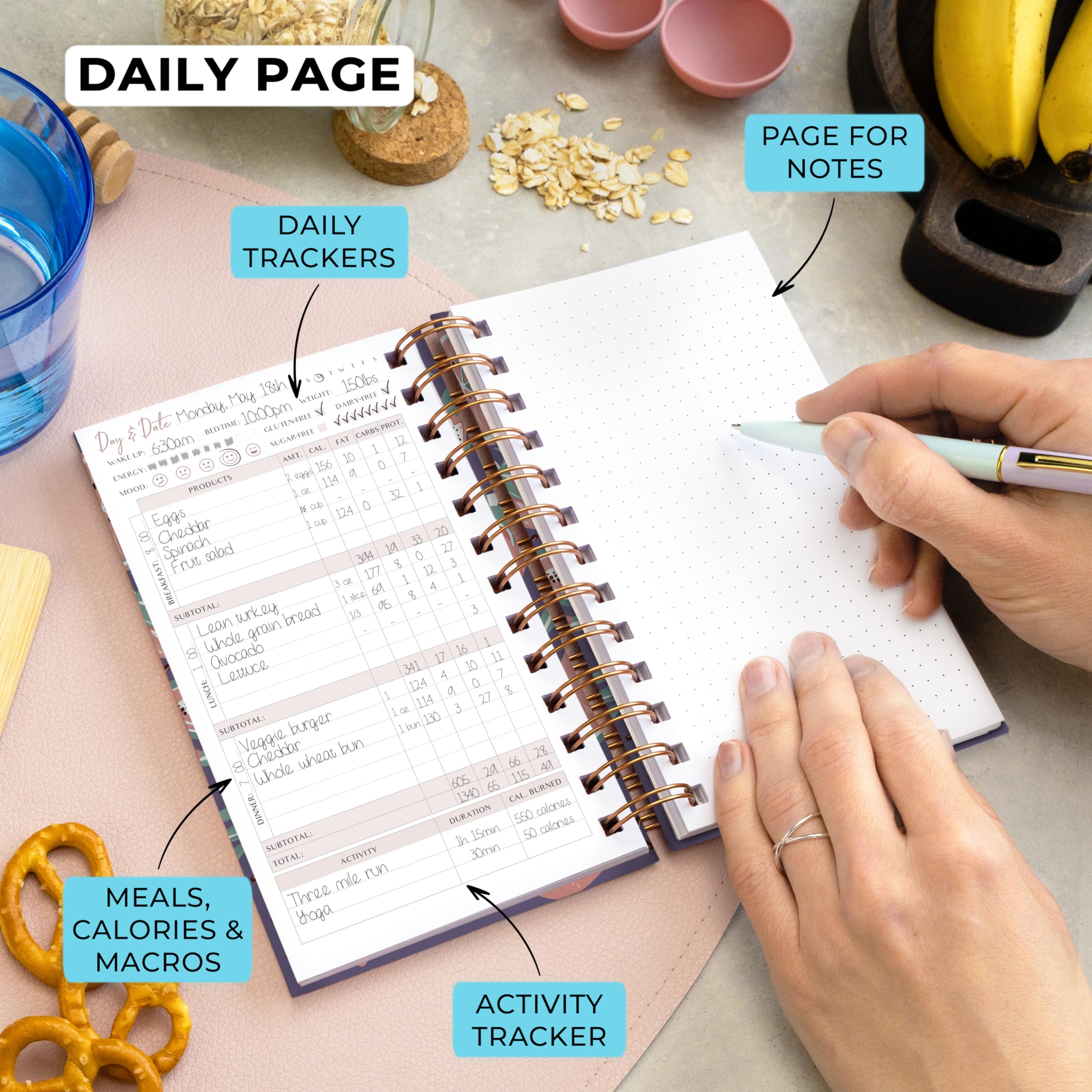 PLANBERRY Premium Pocket Food Journal & Nutrition Planner – Diet & Calorie Tracker – Meal & Exercise Diary – Weight Loss Journal (Tropical Fresh) – Perfect for Fitness Enthusiasts & Healthy Lifestyle Tracking