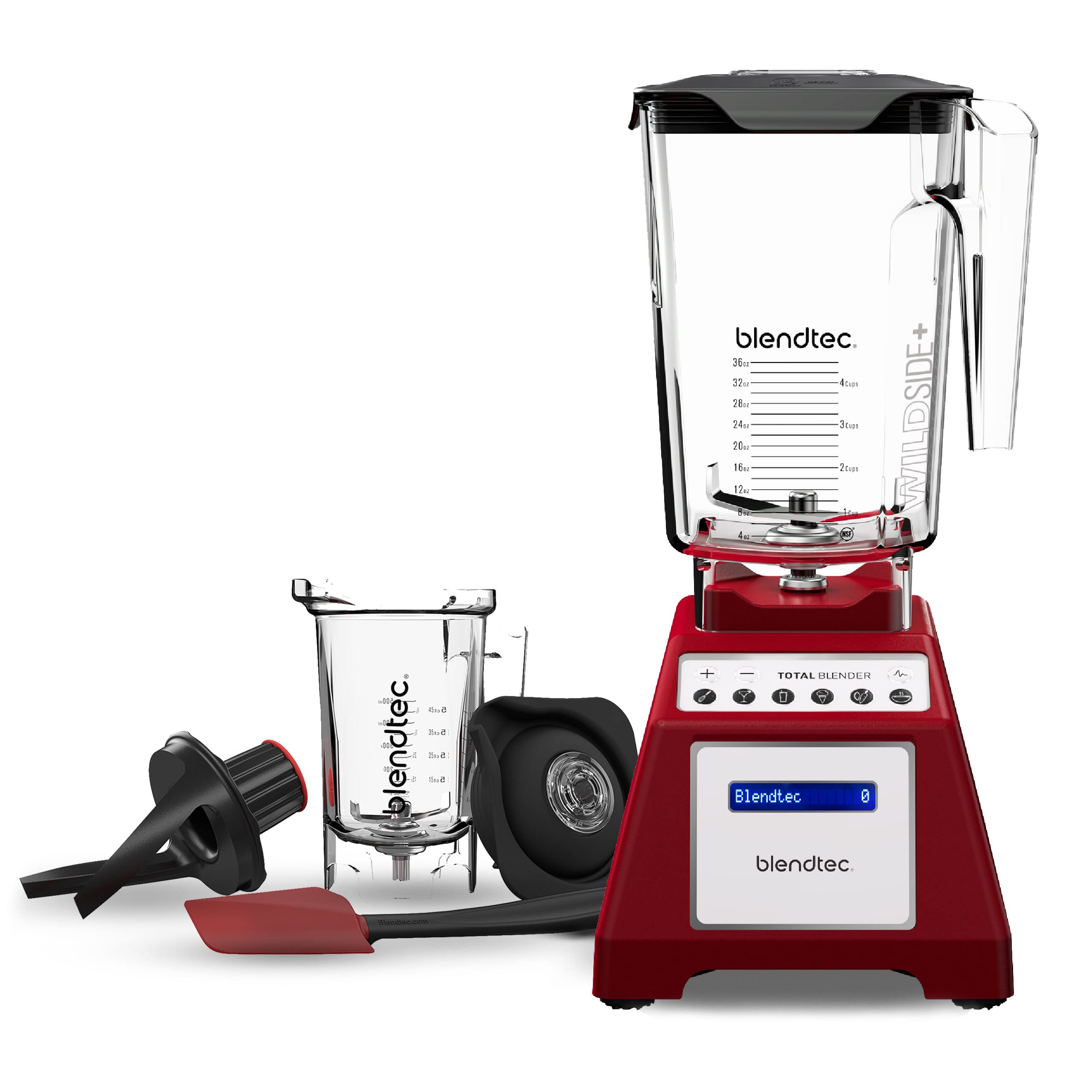 Blendtec Total Classic Original Blender with 90 oz WildSide+ Jar, 24 oz Twister Jar & Spectacula Spatula - Red | High-Speed Blender for Smoothies, Soups, Nut Butters & More | Perfect for Kitchens, Restaurants & Smoothie Bars