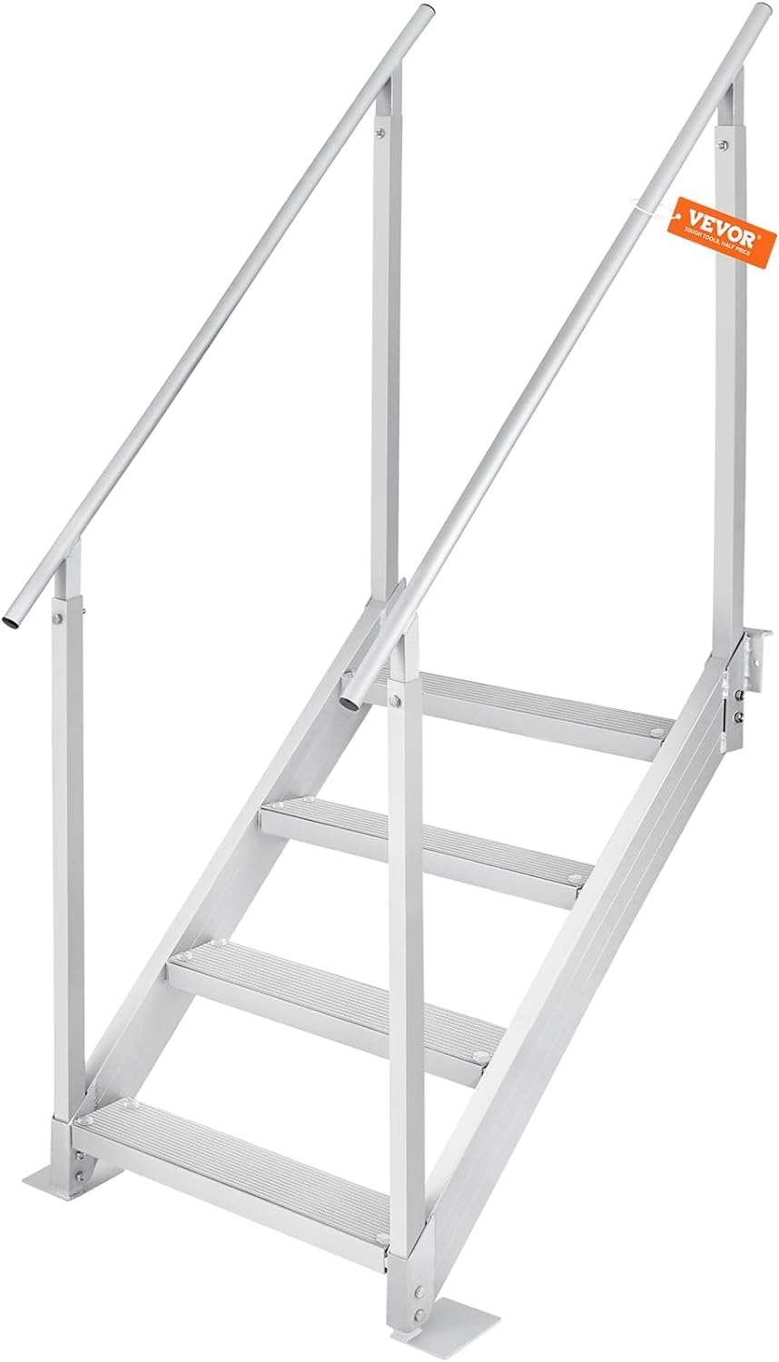 VEVOR 4-Step Adjustable Aluminum Dock Ladder for Boats, Lakes, Pools & Marine Boarding - 30