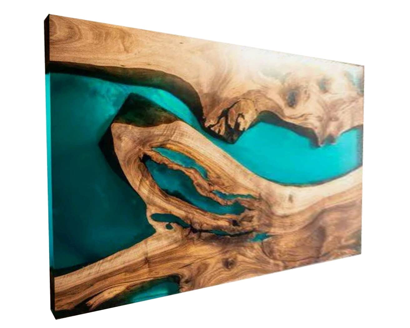 Epoxy Resin River Dining Table with Natural Wood - Handcrafted Plain Edge Wood Epoxy Table for Modern Home Decor & Kitchen Dining Room Furniture