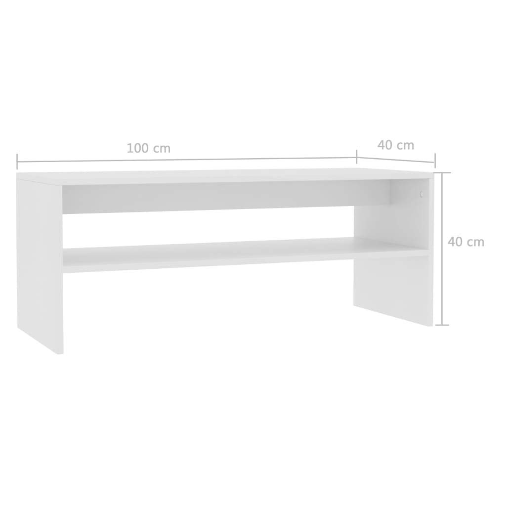 Modern White Rectangular Coffee Table with Storage Shelf - Elegant Cocktail Table, Sofa Table & Side Table for Living Room, Lounge & Office - Durable & Functional Home Decor