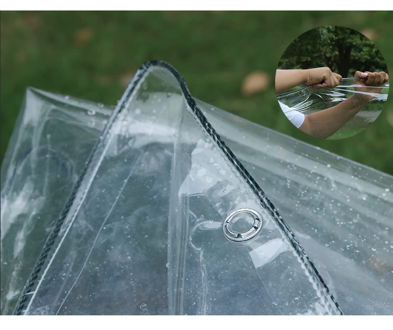 Heavy Duty Clear Waterproof PVC Tarp 0.3mm Thick with Reinforced Grommets - Tear Resistant Cover for Camping, Greenhouse, Car, Patio, Pavilion (2x6M/6.6x19.7ft) - Perfect for Outdoor Protection, Emergency Shelter & Equipment Covering